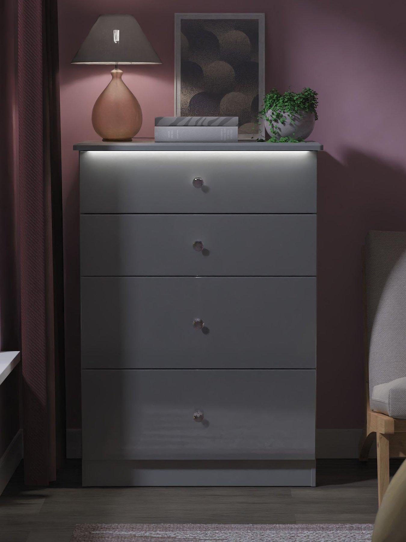 SWIFT Lumiere Ready Assembled 4 Drawer Deep Chest with LED Lights
