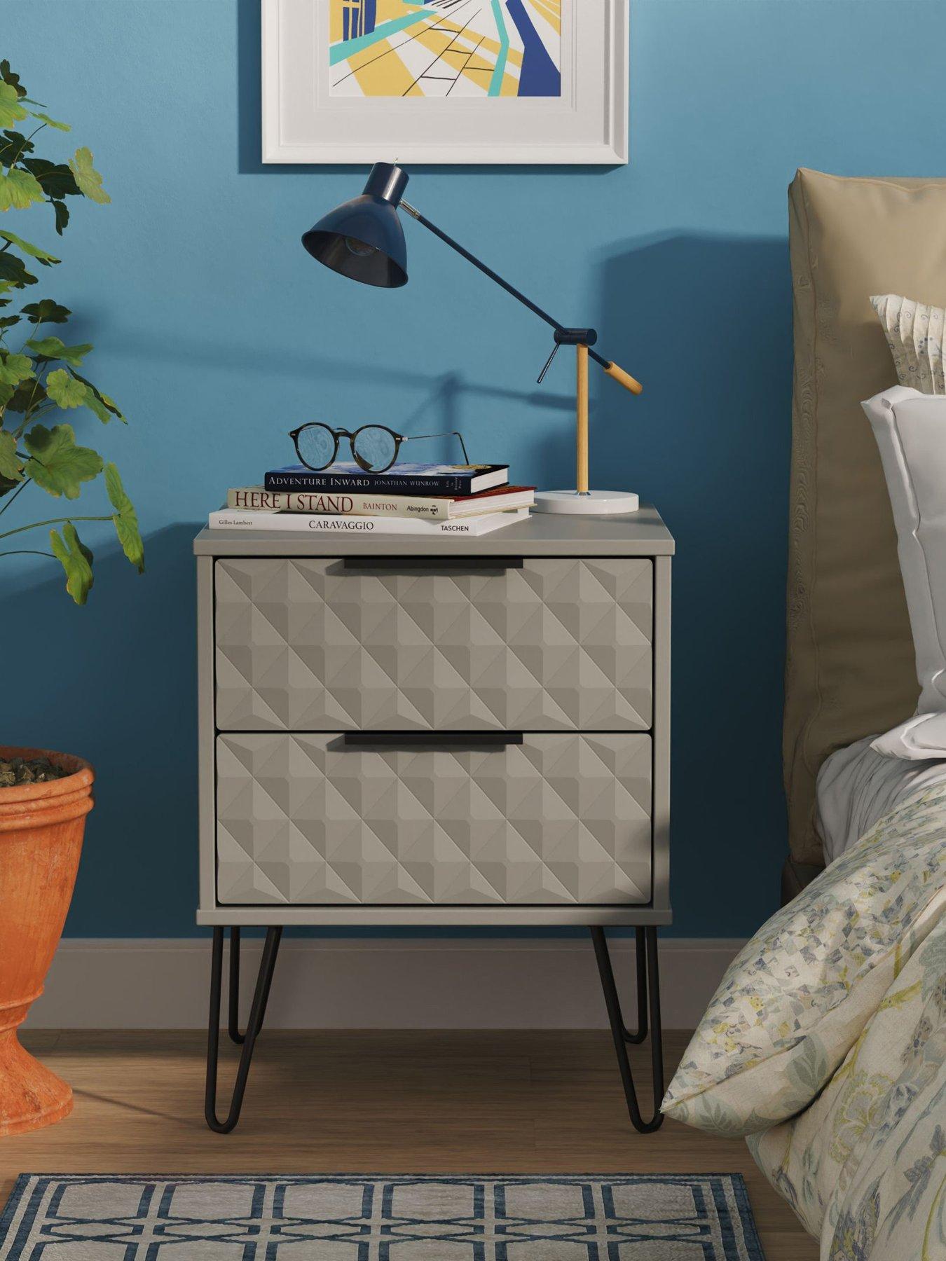 SWIFT Zayn Ready Assembled 2 Drawer Bedside Table
