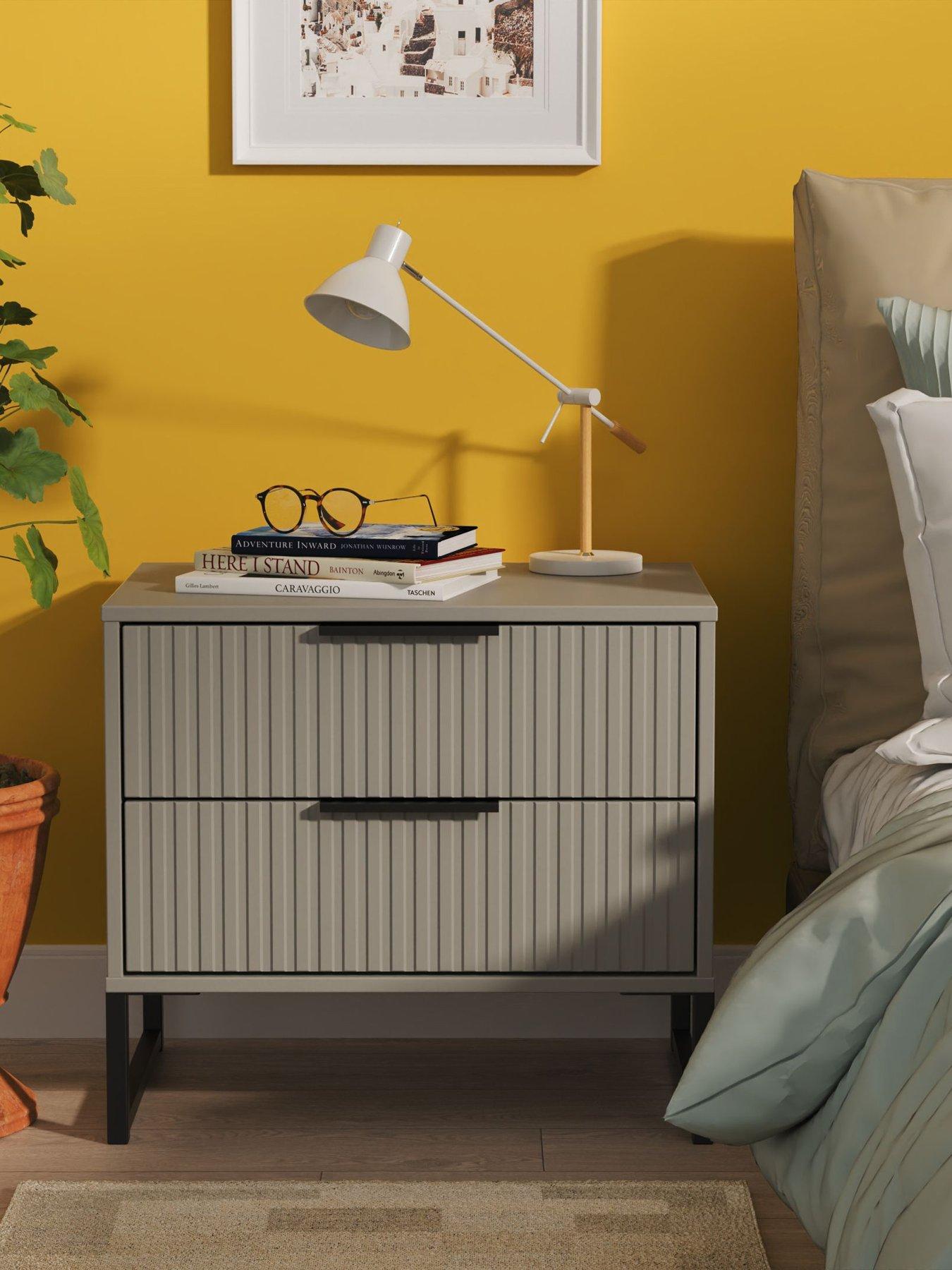 undefined Fara Ready Assembled 2 Drawer Wide Side Table
