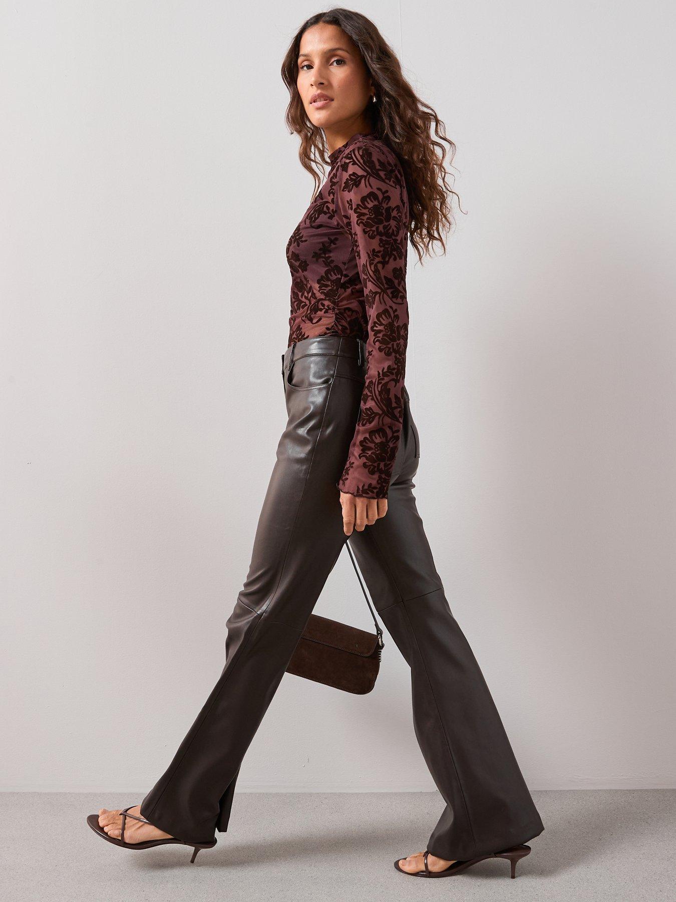 Image 3 of 7 of The Very Collection Paisley Devore Top - Brown