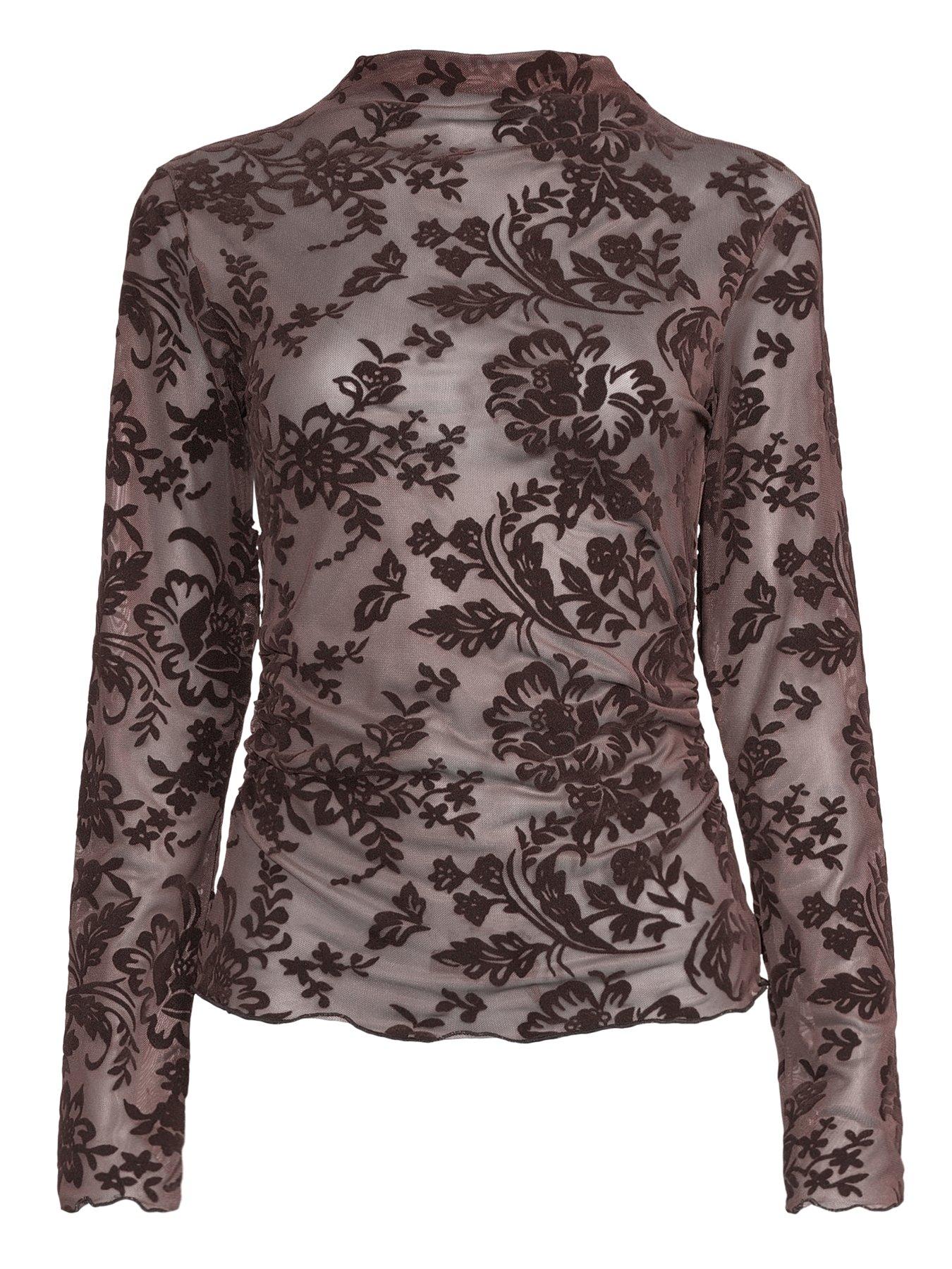 Image 7 of 7 of The Very Collection Paisley Devore Top - Brown