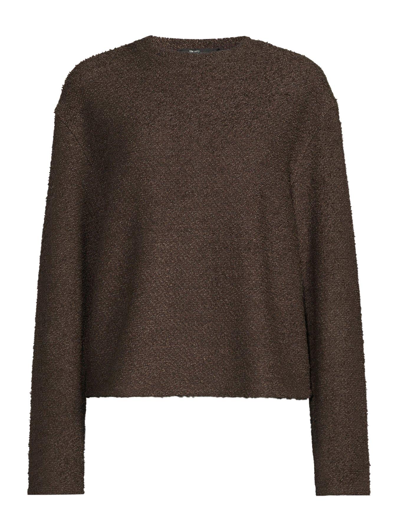 Image 7 of 7 of The Very Collection Boucle Oversized Sweatshirt Co-Ord - Brown