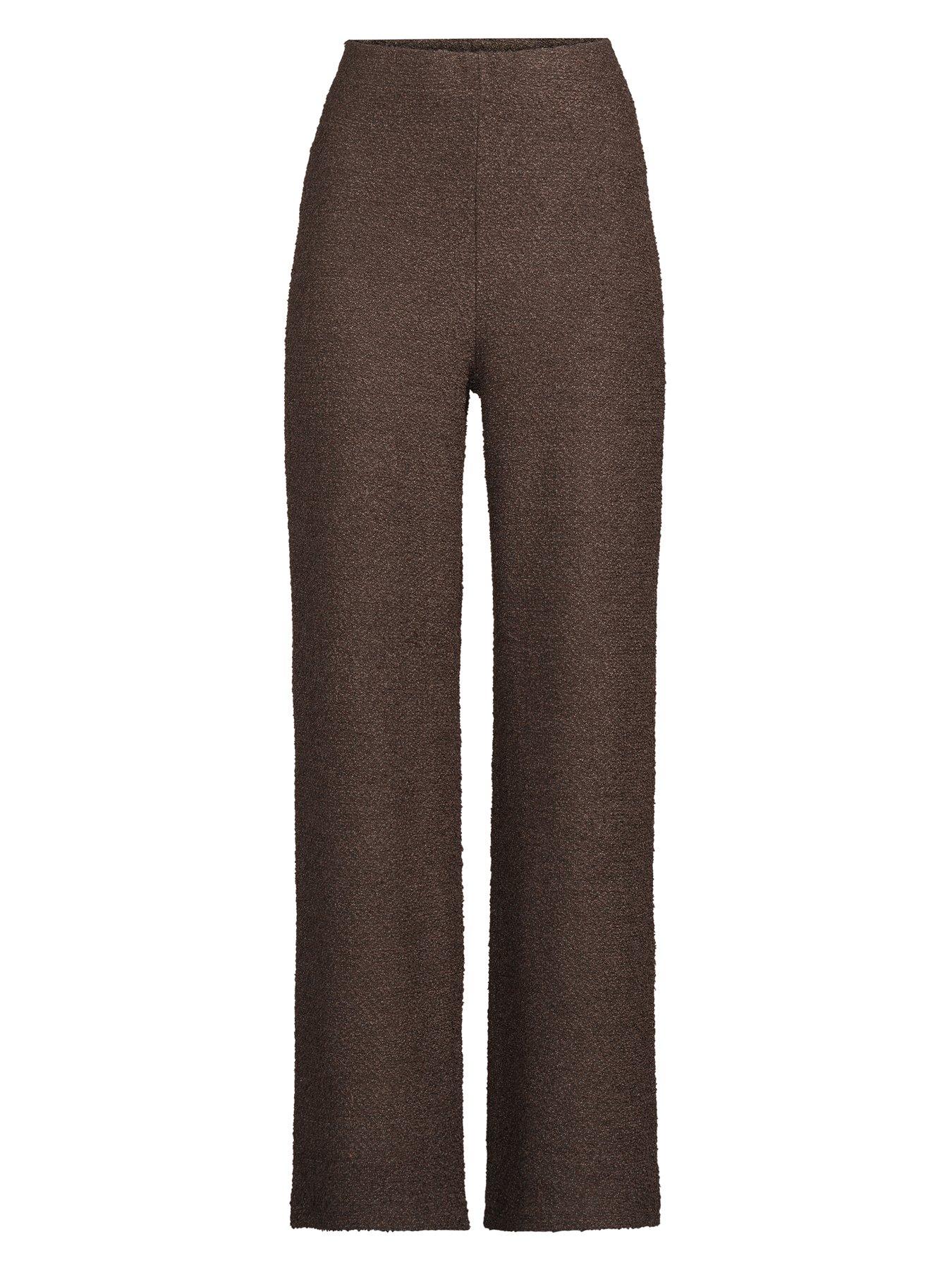 Image 7 of 7 of The Very Collection Boucle Wide Leg Trousers Co-Ord - Brown