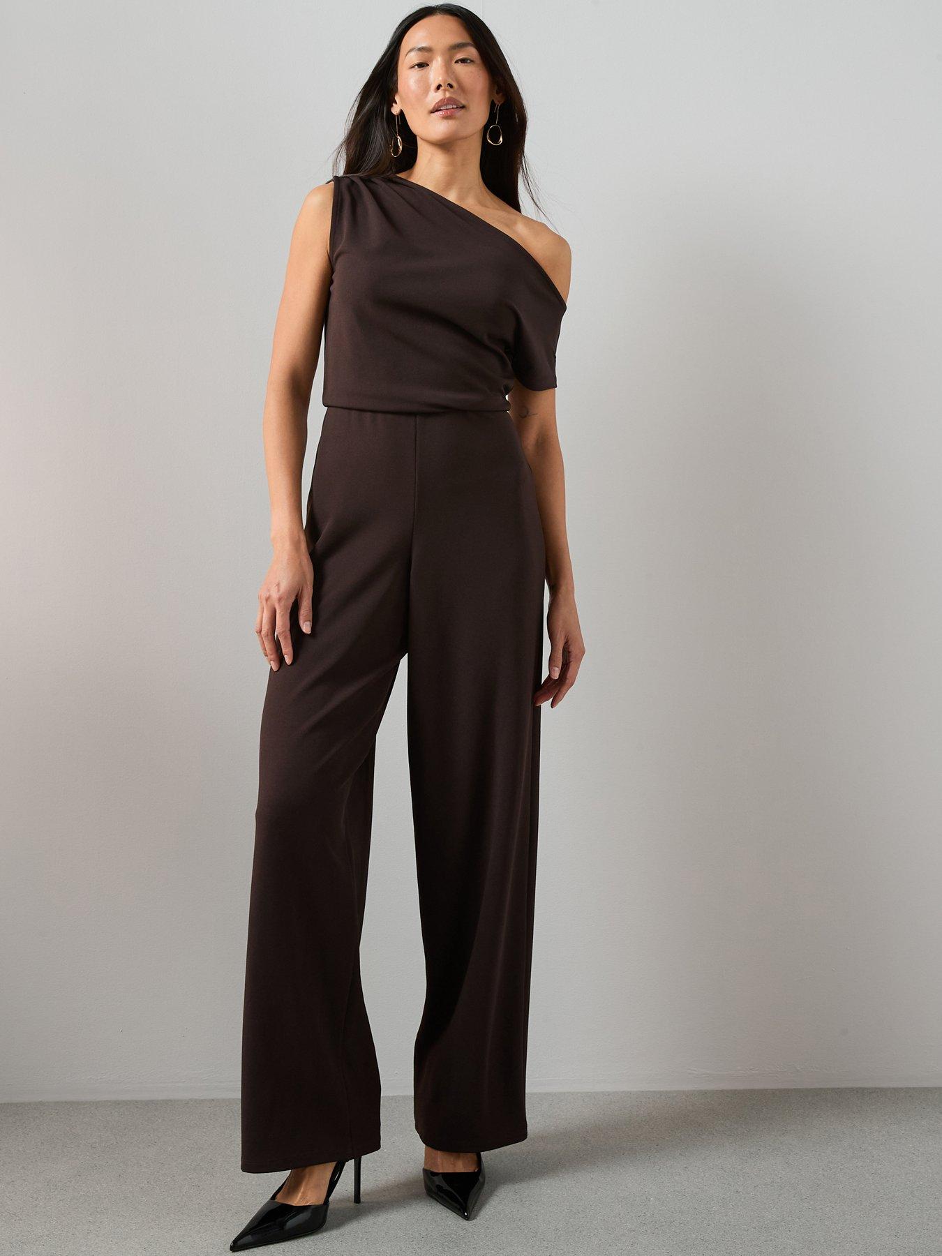 The Very Collection Off Shoulder Jumpsuit - Brown