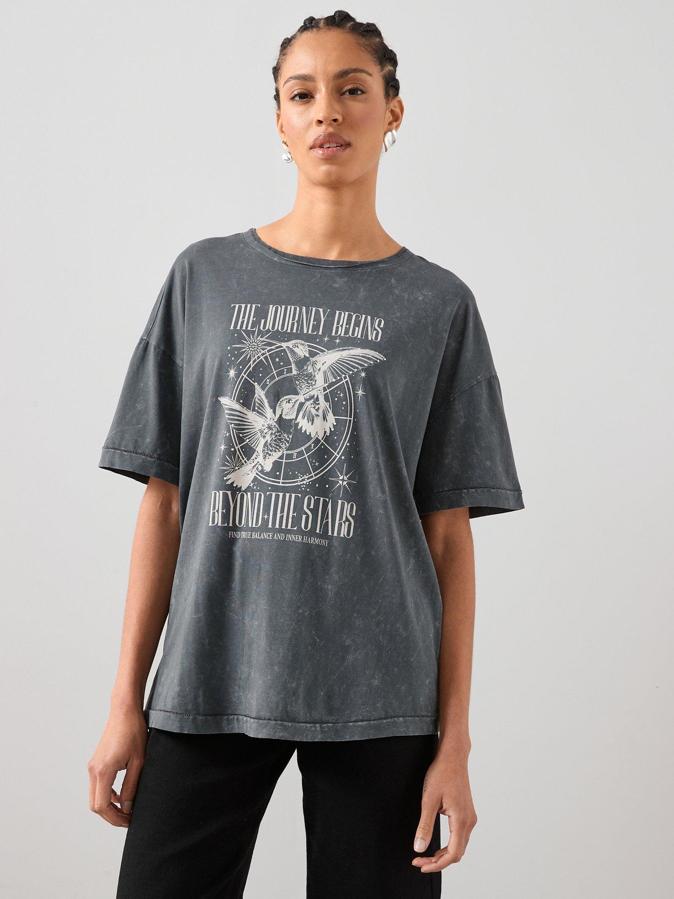 The Very Collection Graphic Washed Band T-Shirt - Grey | Very