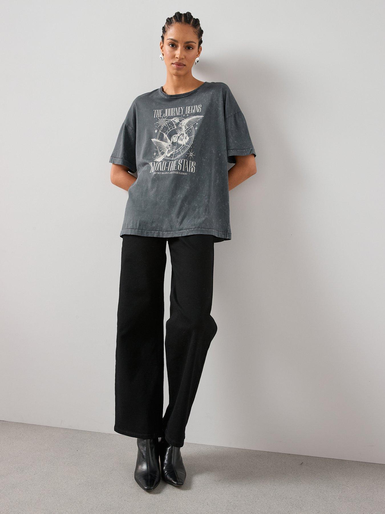 The Very Collection Graphic Washed Band T-Shirt - Grey | Very