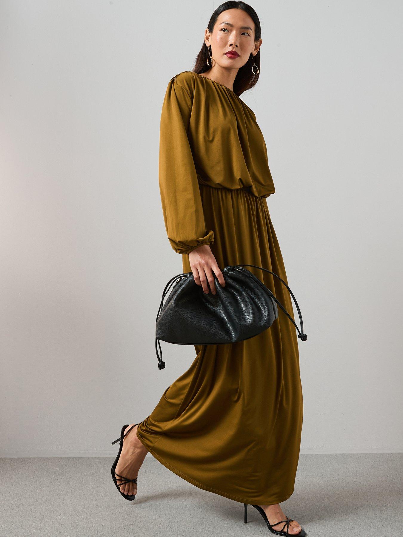 Image 1 of 6 of The Very Collection Volume Jersey Maxi Skirt Co-ord&nbsp;- Green