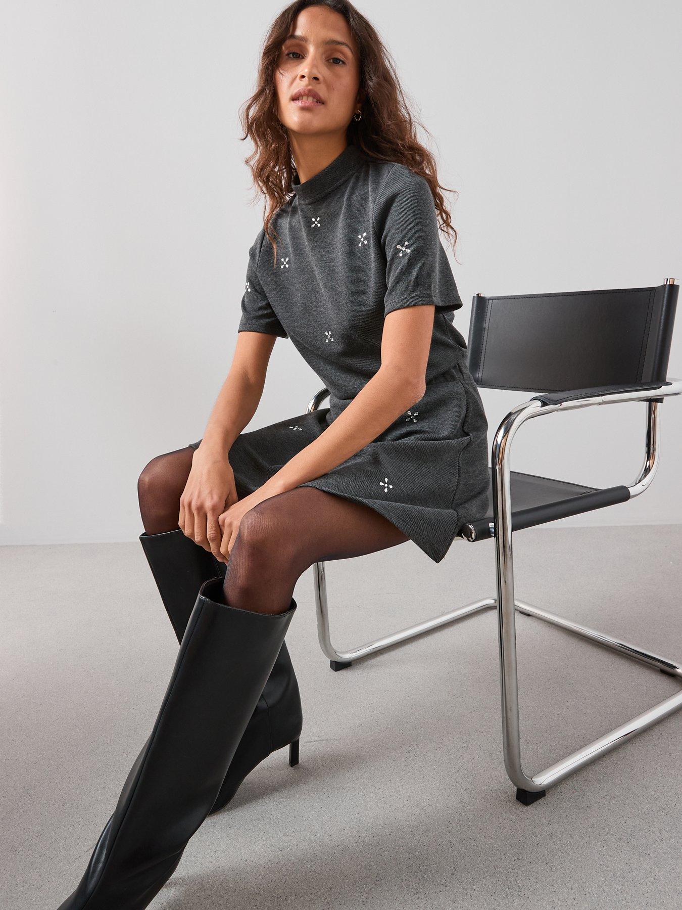Image 5 of 7 of The Very Collection Embellished Mini Skirt Co-Ord - Grey