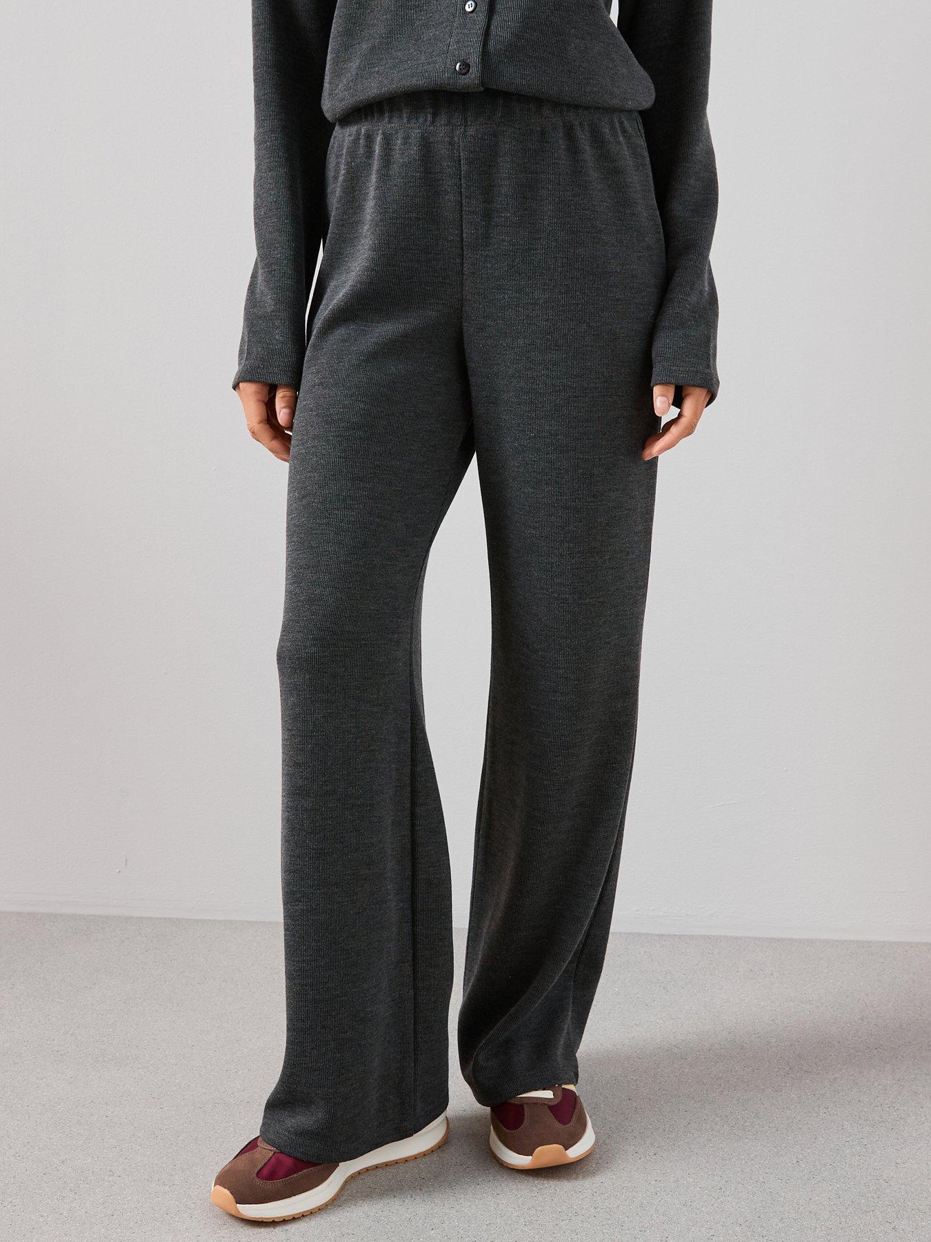 The Very Collection Heavy Rib Wide Leg Trouser Co-Ord - Grey
