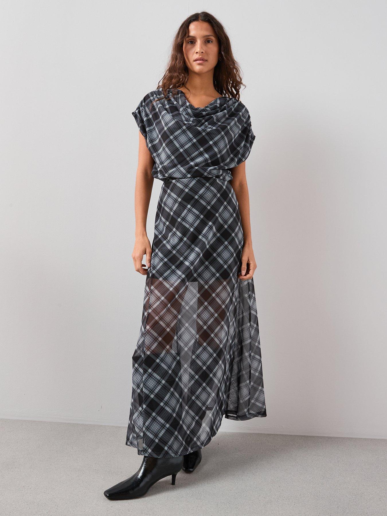 Image 3 of 7 of The Very Collection Ruched Shoulder Check Top Co-Ord - Multi