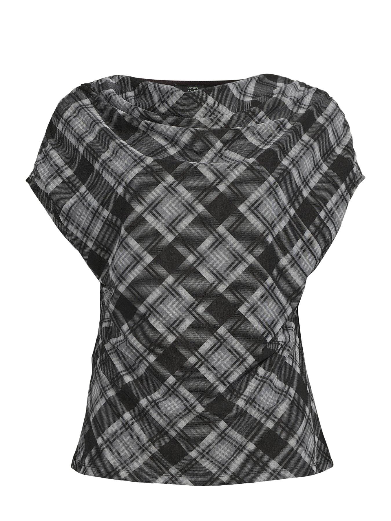 Image 7 of 7 of The Very Collection Ruched Shoulder Check Top Co-Ord - Multi