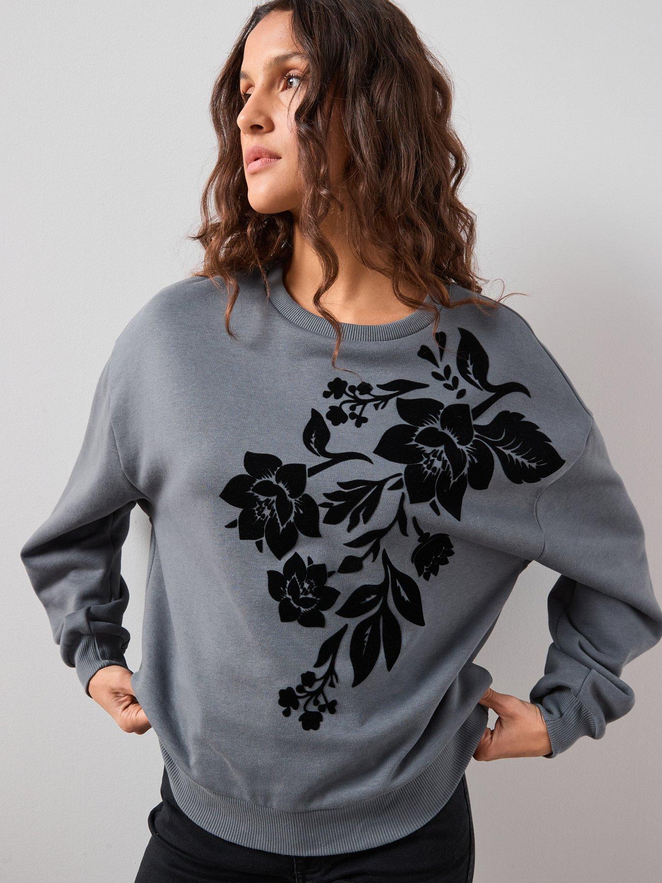 The Very Collection Devore Washed Sweatshirt - Grey