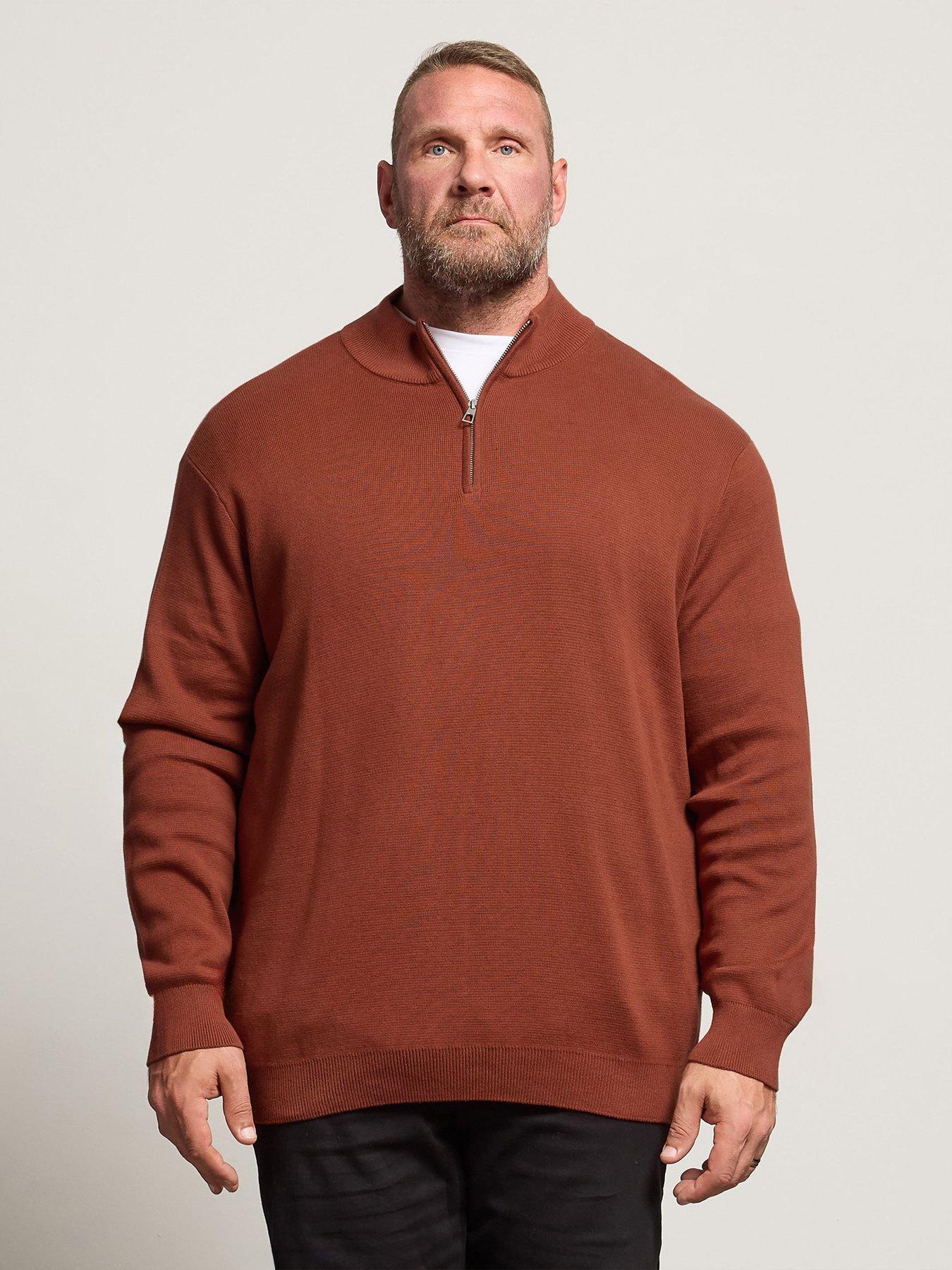 BadRhino Quarter Zip Knitted Jumper - Orange
