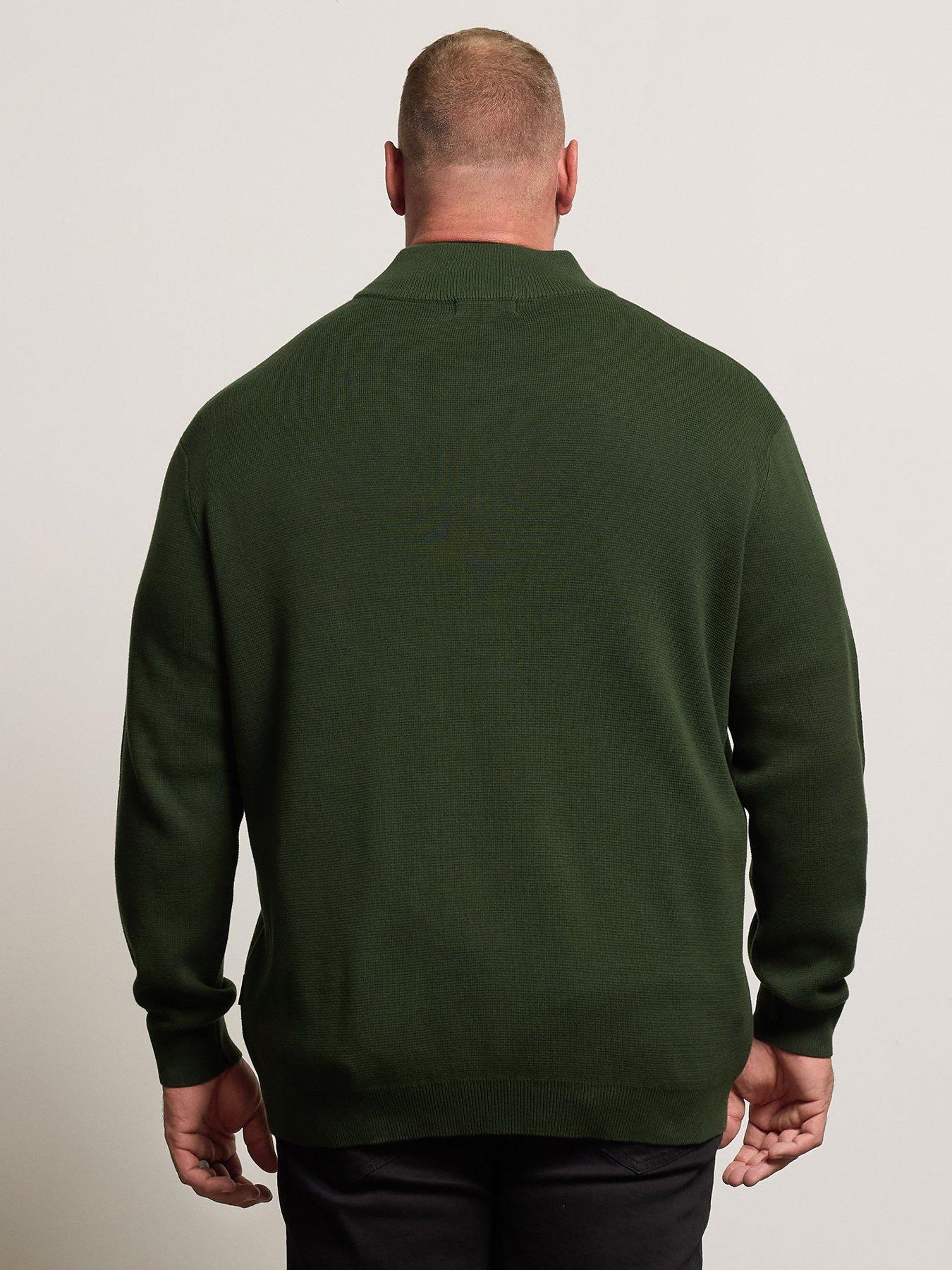 Image 2 of 4 of BadRhino Quarter Zip Knitted Jumper - Dark Green