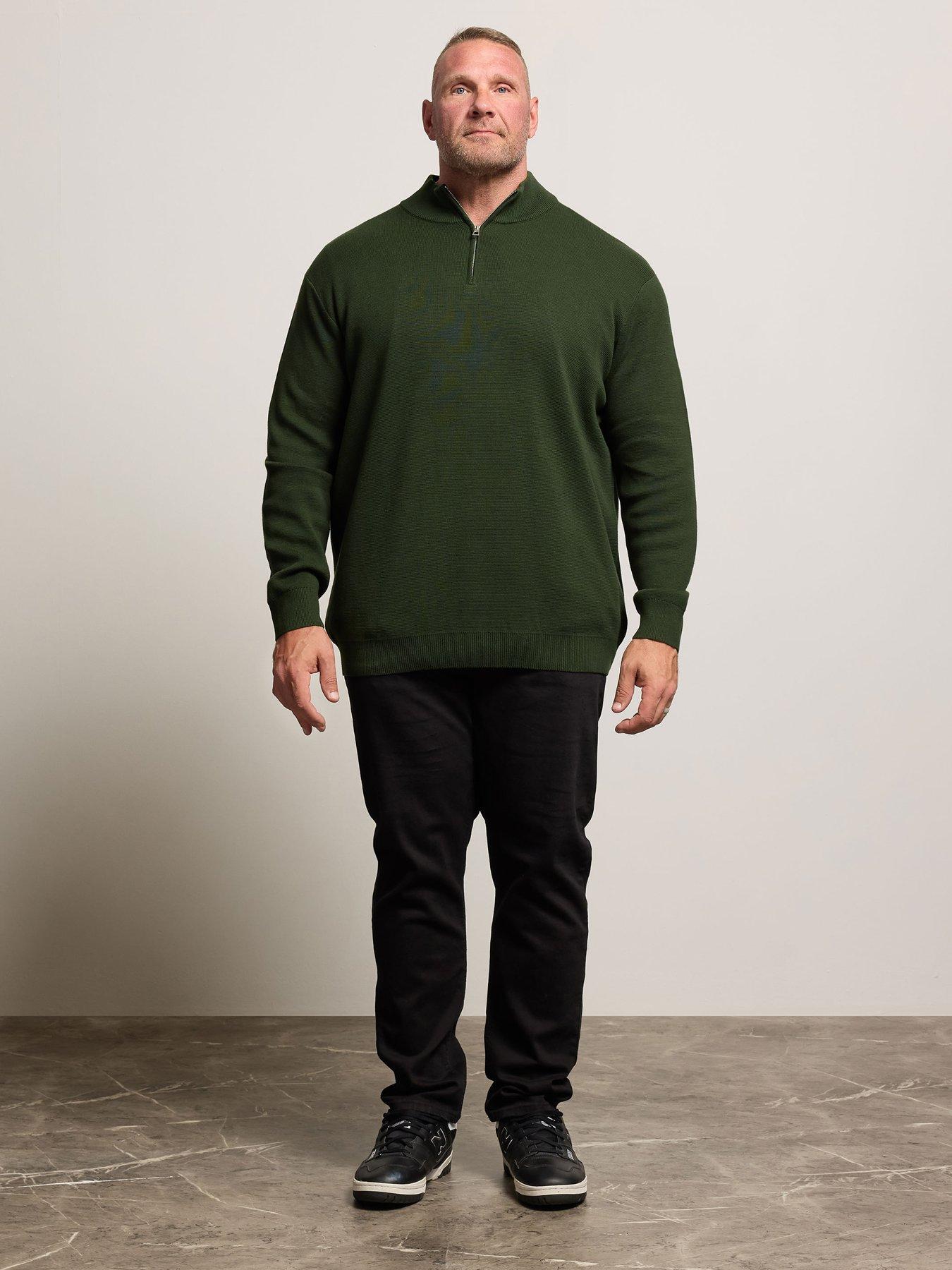 Image 3 of 4 of BadRhino Quarter Zip Knitted Jumper - Dark Green