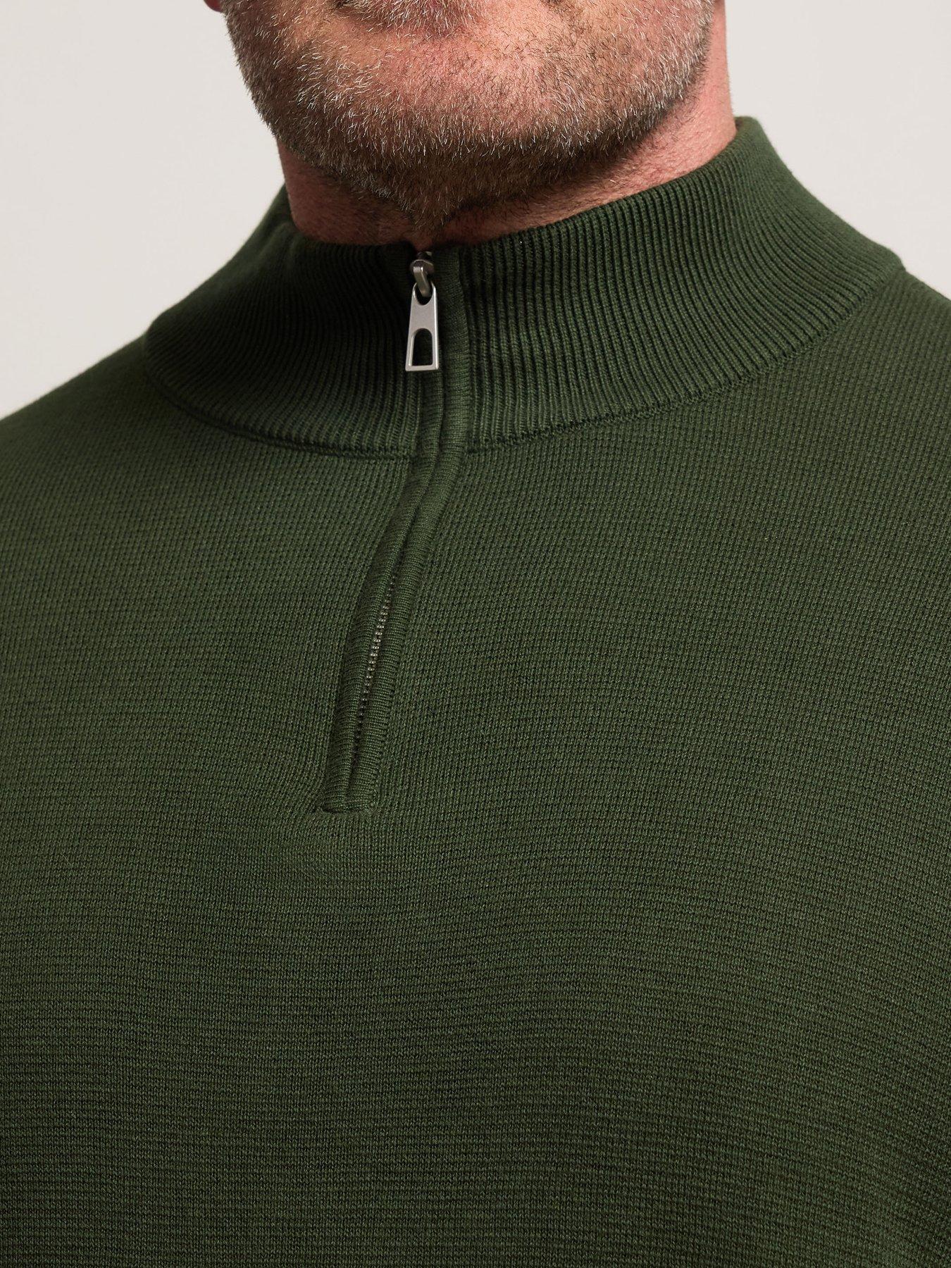 Image 4 of 4 of BadRhino Quarter Zip Knitted Jumper - Dark Green