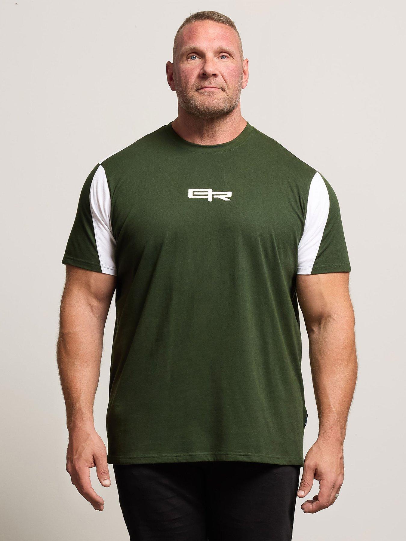 BadRhino Colour Block Sleeve T-Shirt - Dark Green