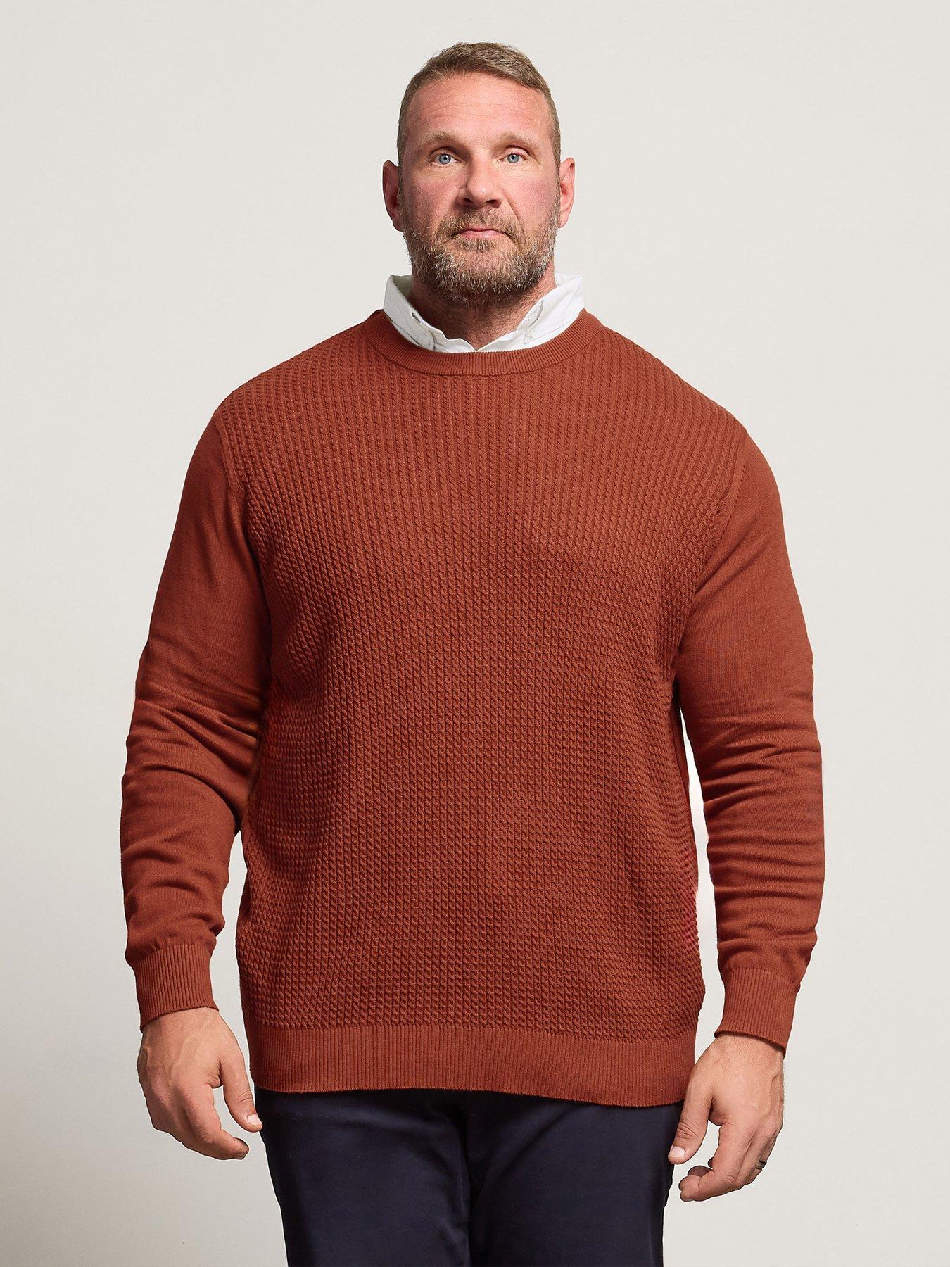 BadRhino Cable Knit Mock Collar Knitted Jumper - Orange