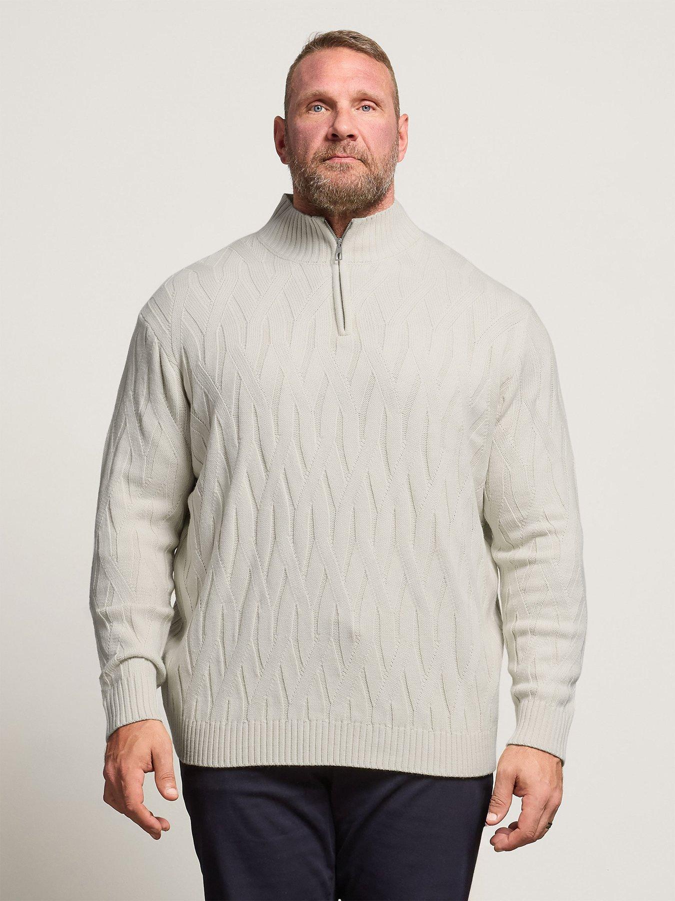 BadRhino Cable Half Zip Knitted Jumper - Cream