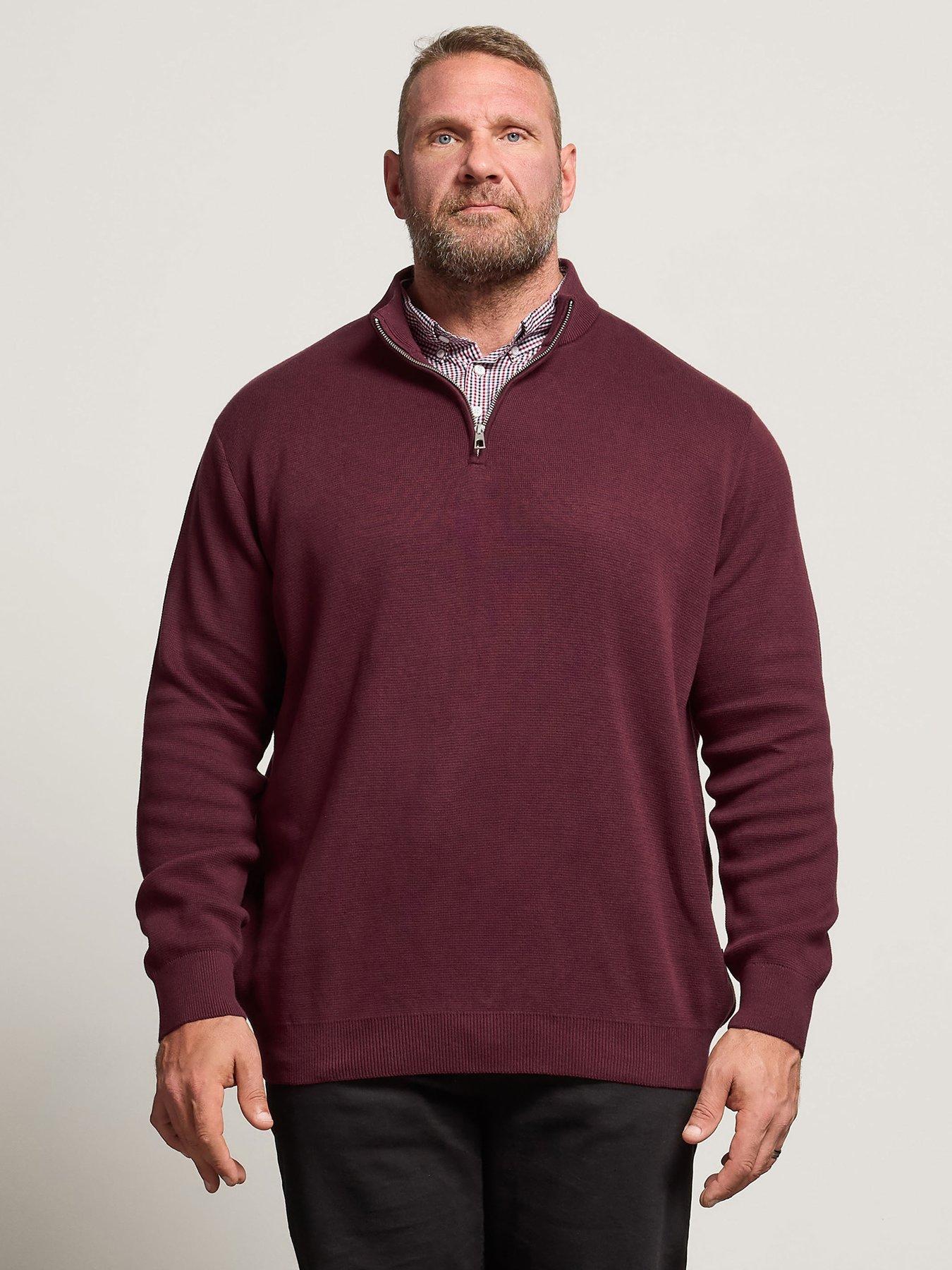BadRhino Half Zip Mock Collar Knitted Jumper - Dark Red