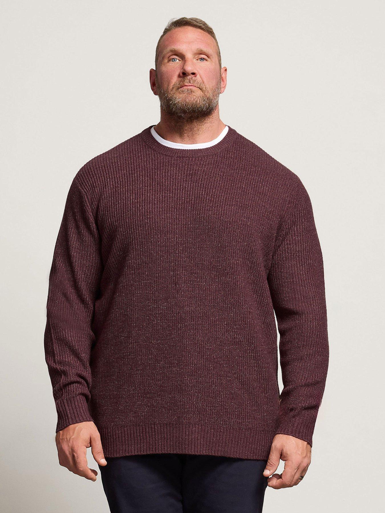 BadRhino Burgundy Fleck Knitted Jumper - Dark Red