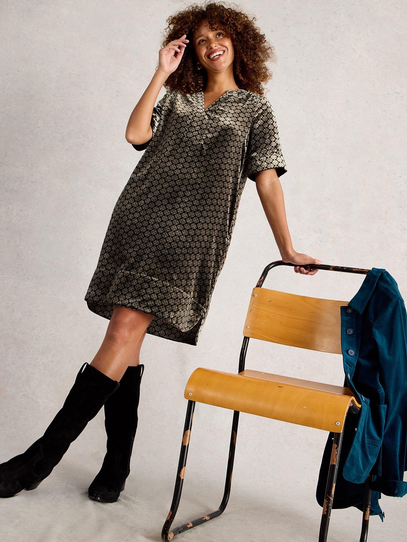 White Stuff June Velvet Dress - Beige | Very