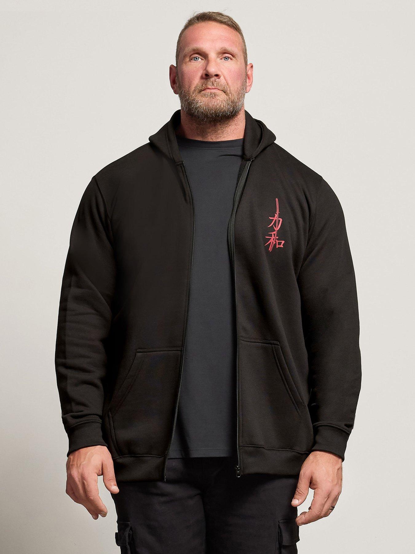 undefined Badrhino Black Samurai Back Print Zip Hoodie
