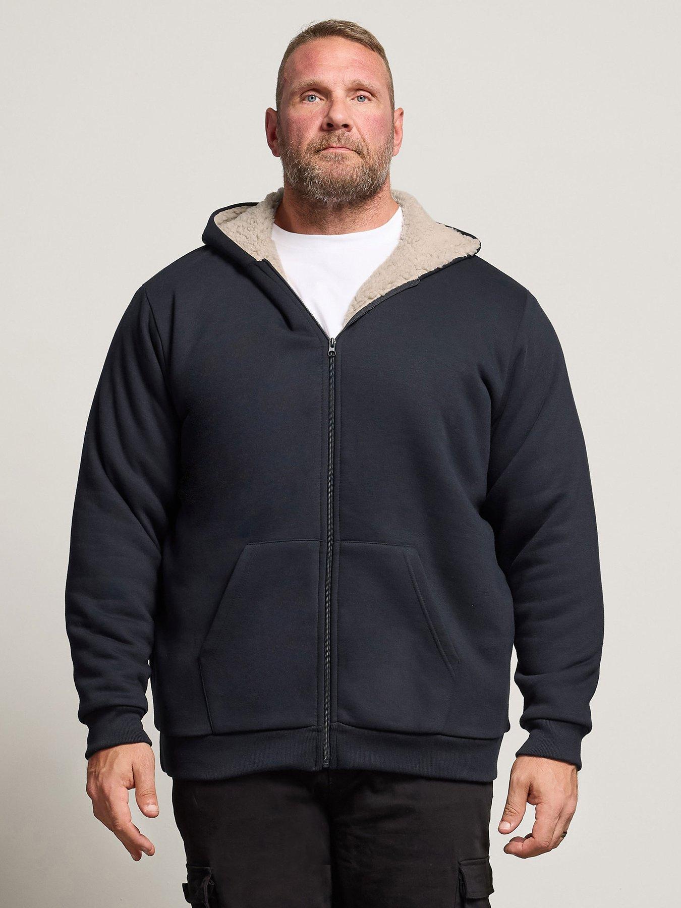 BadRhino Borg Lined Zip Through Hoodie, Navy, Size 1Xl, Men