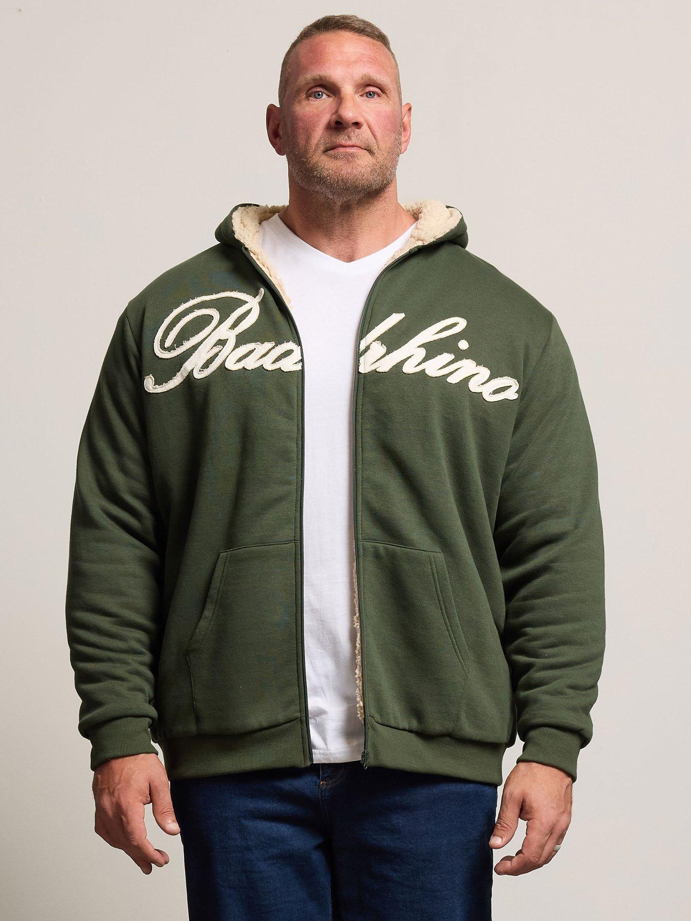 BadRhino Borg Lined Zip Through Hoodie, Dark Green, Size 4Xl, Men