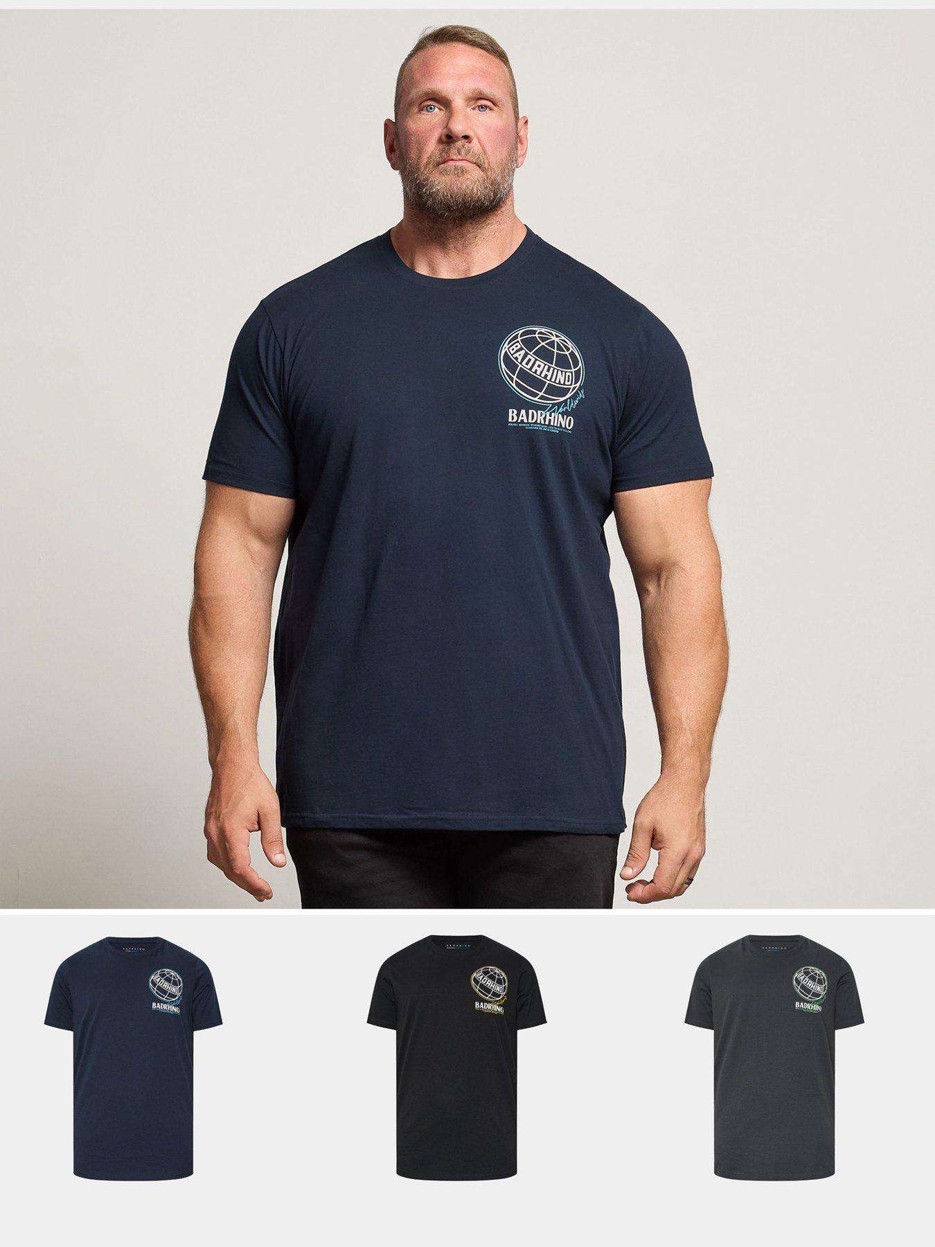 BadRhino 3 Pack Worldwide Graphic T-Shirt - Navy