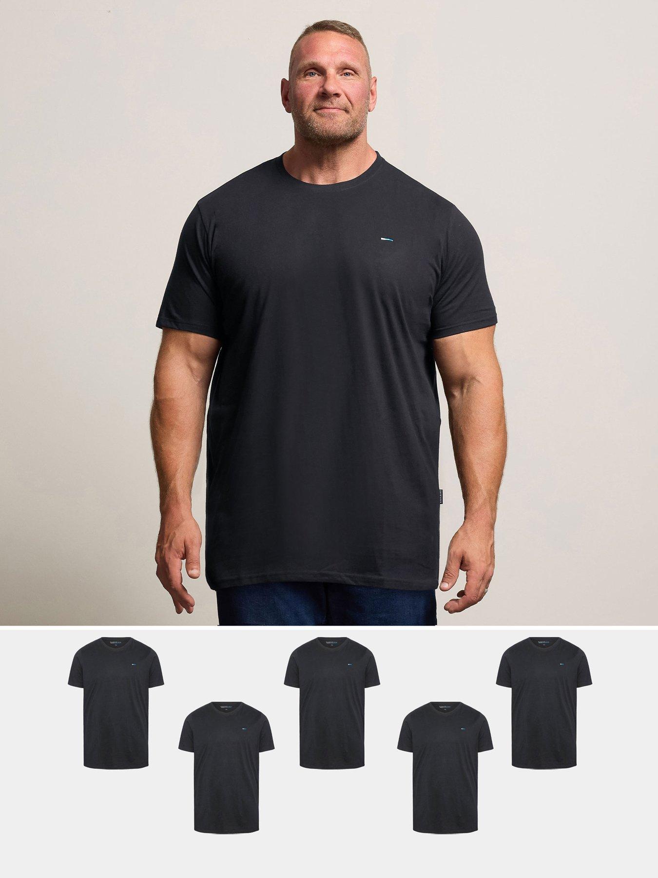 BadRhino 5 Pack Longline T-Shirts - Black