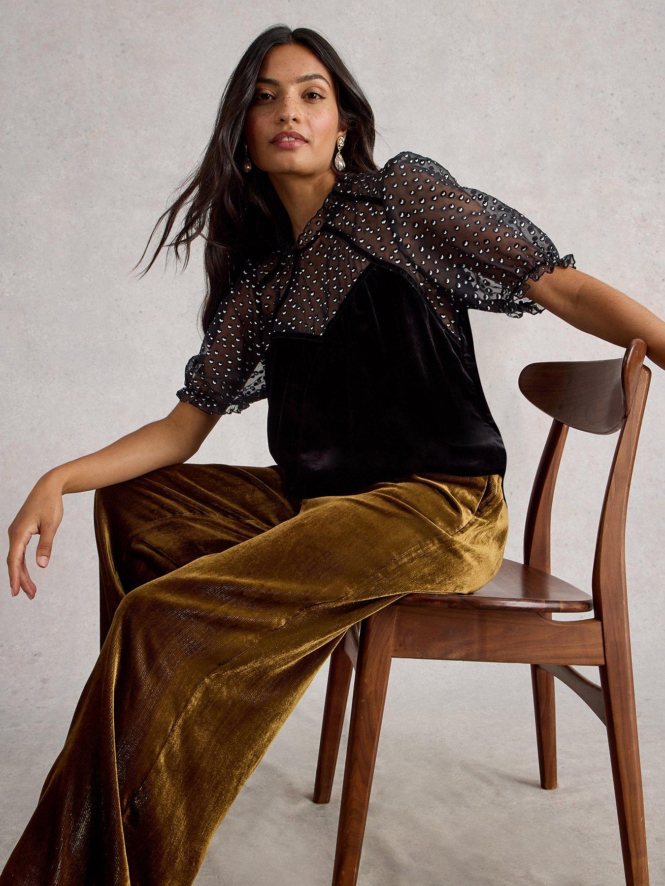 White Stuff Lexi Velvet Top - Black