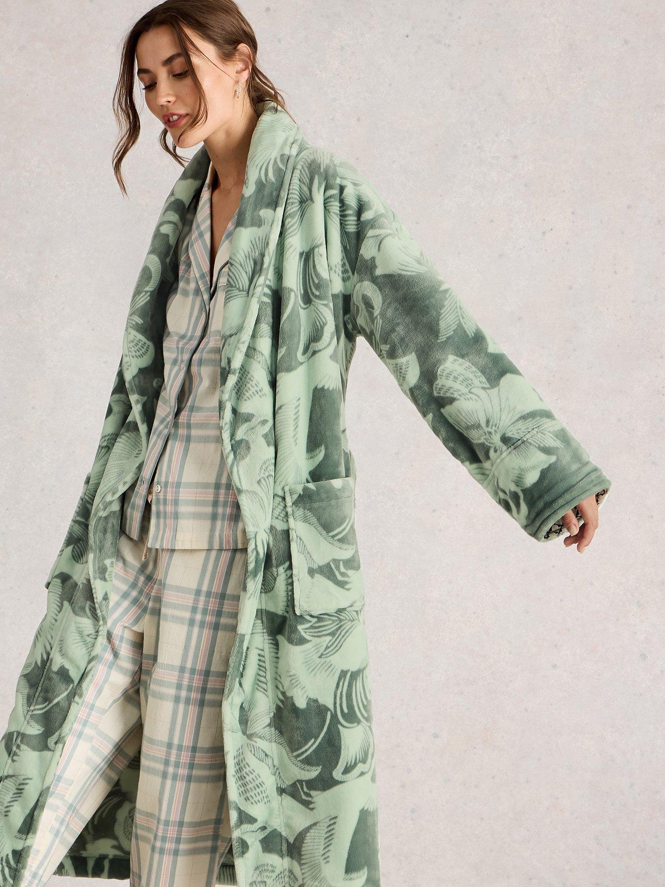 White Stuff Clover Print Dressing Gown - Green