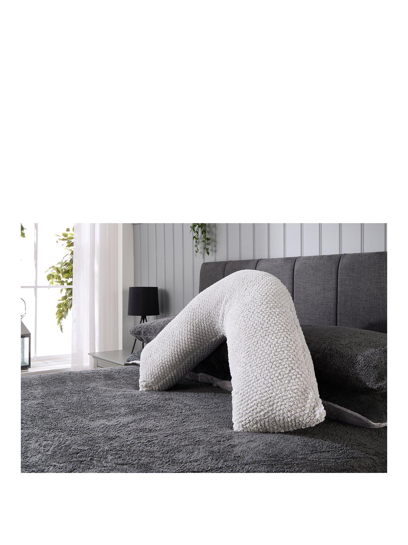 Image 2 of 7 of The Very Collection Waffle V Shaped Pillow - Grey