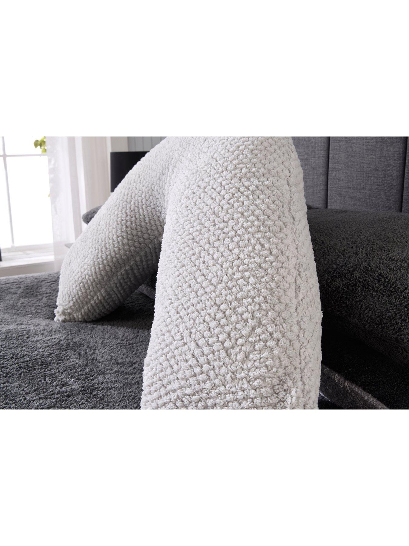 Image 4 of 7 of The Very Collection Waffle V Shaped Pillow - Grey
