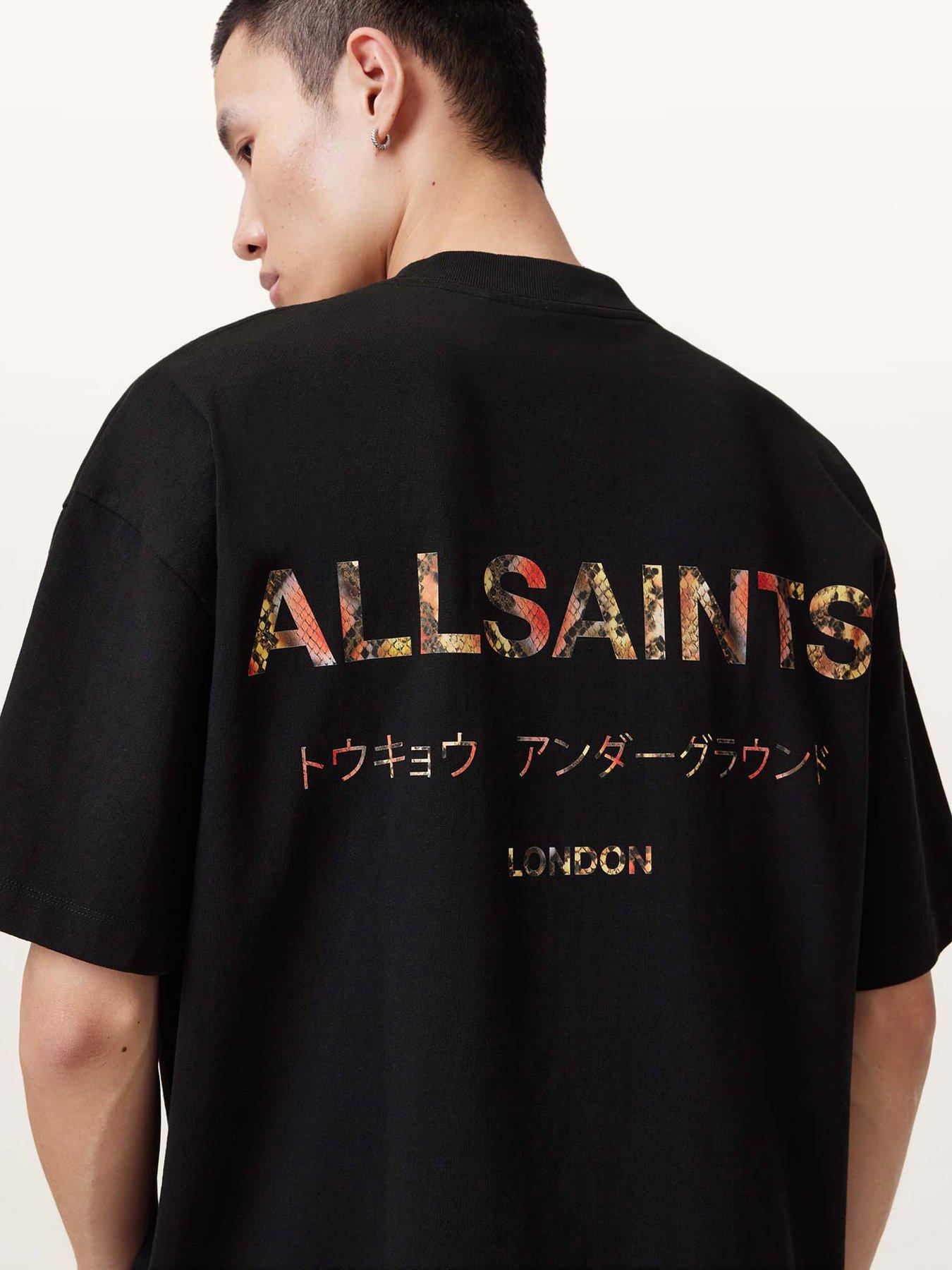 Image 1 of 5 of AllSaints Mens Back Graphic Short Sleeve T-Shirt - Black