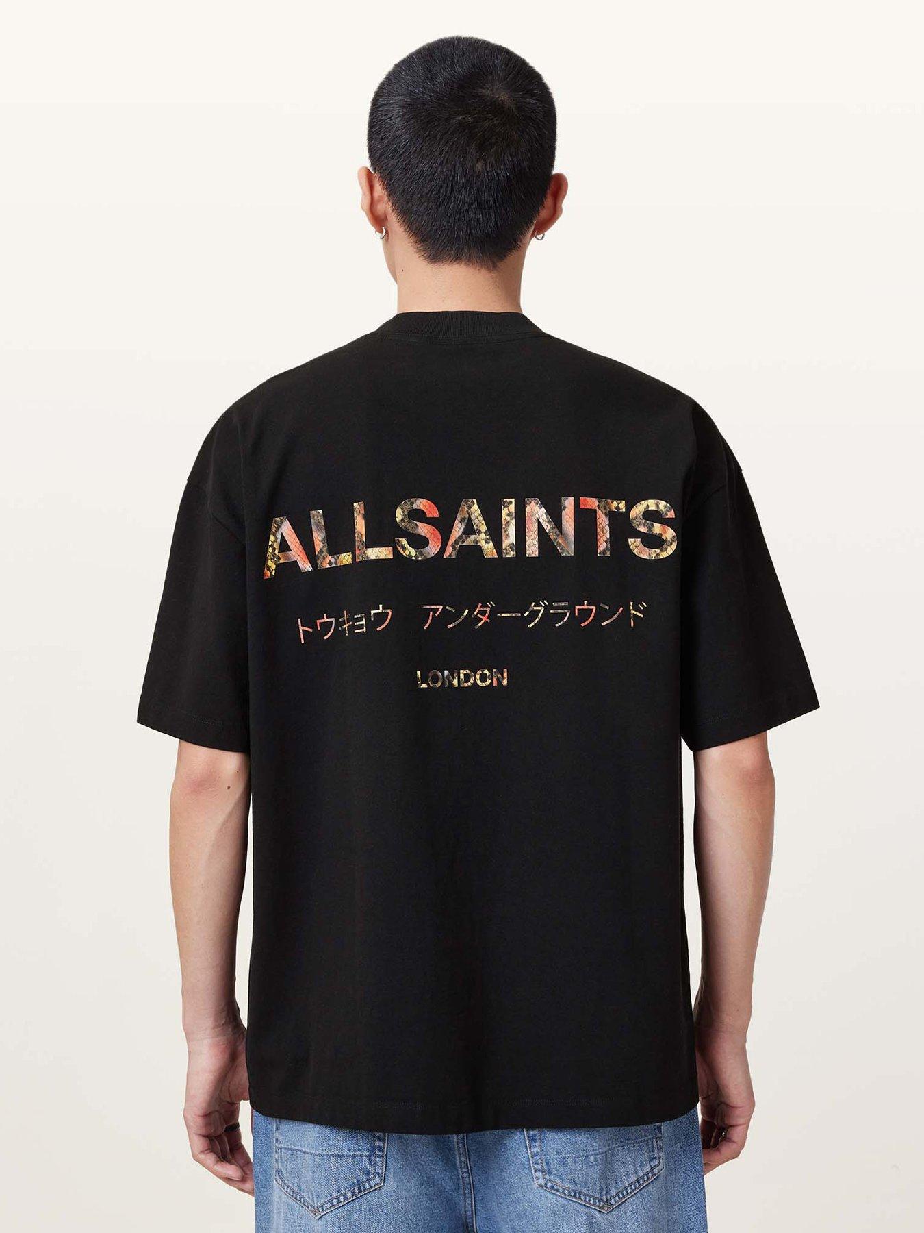 Image 3 of 5 of AllSaints Mens Back Graphic Short Sleeve T-Shirt - Black