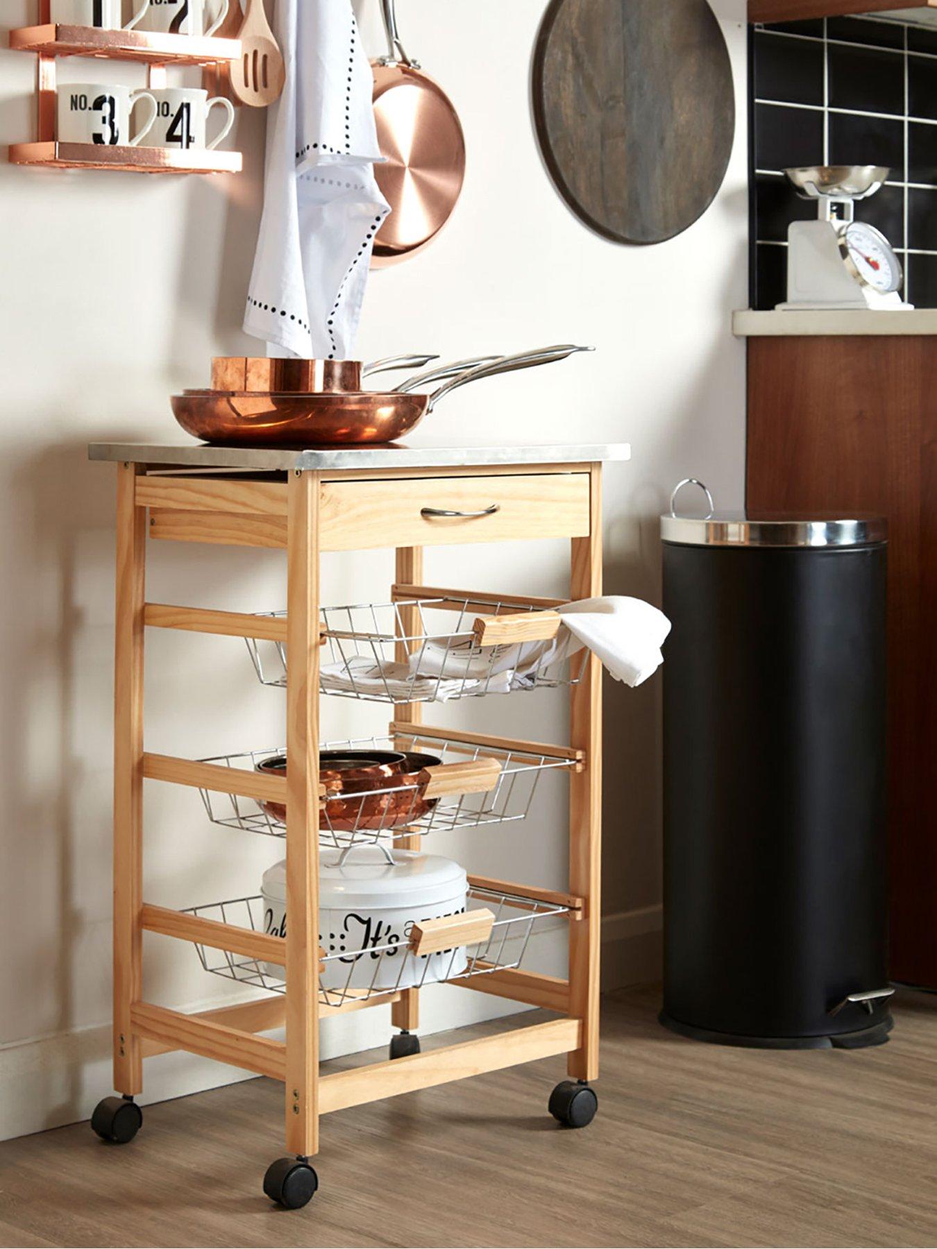 Interiors By Premier Harlow Glenn Kitchen Trolley With Wire Baskets