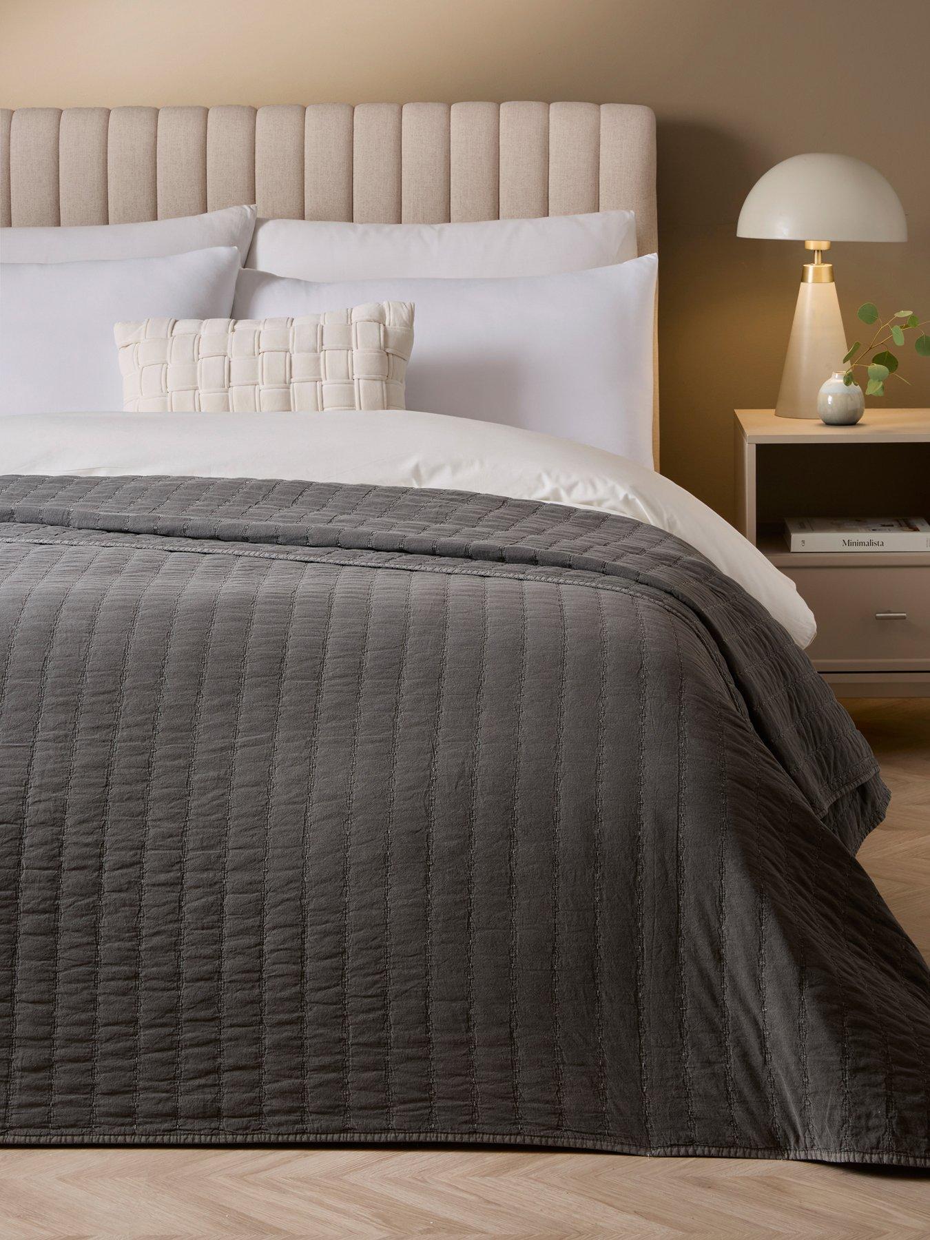 Image 1 of 5 of The Very Collection Cotton Quilted Stripe Bedspread 200x220cm