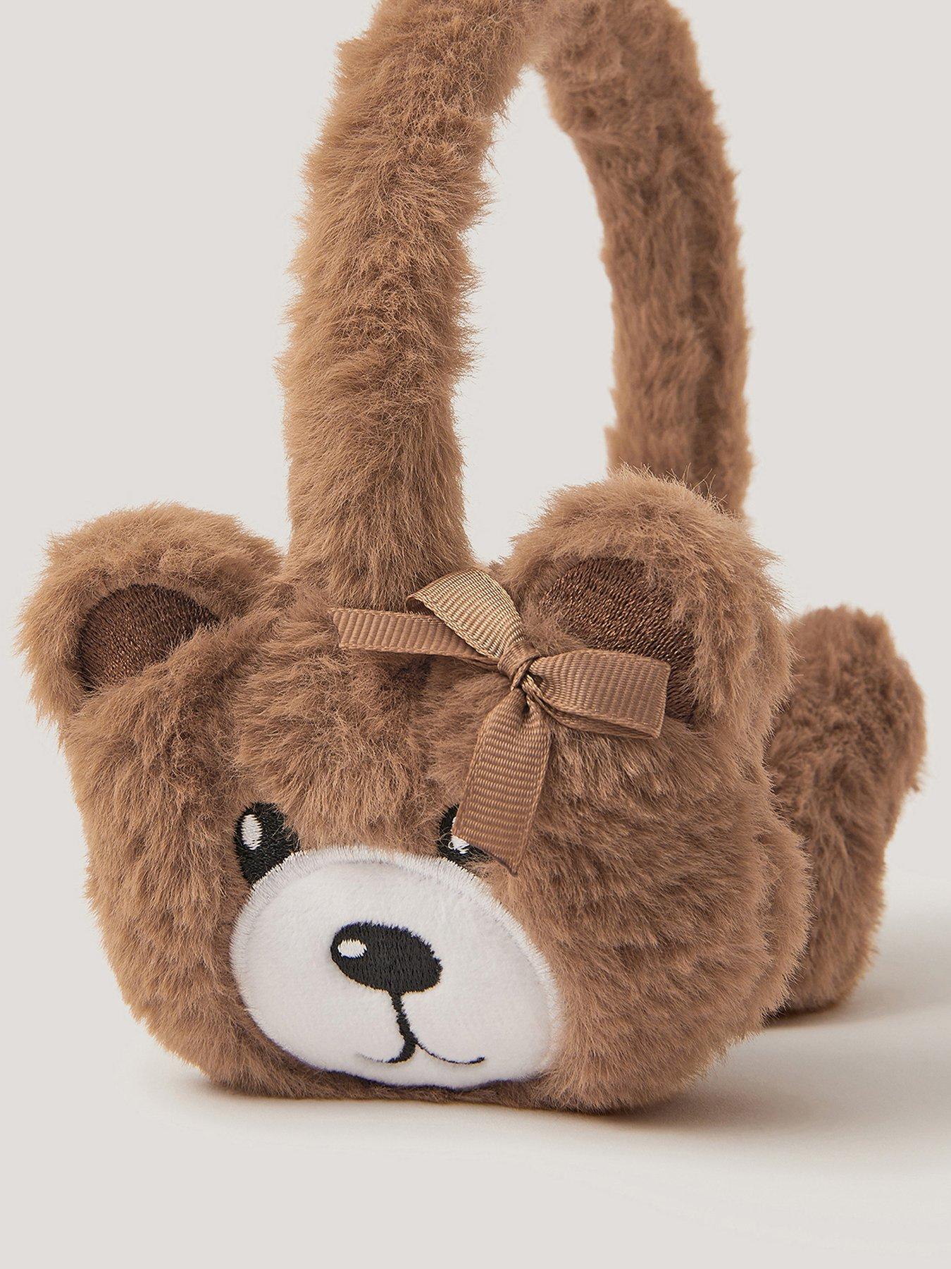 Image 2 of 2 of Monsoon Girls Bow Bear Earmuffs - Brown