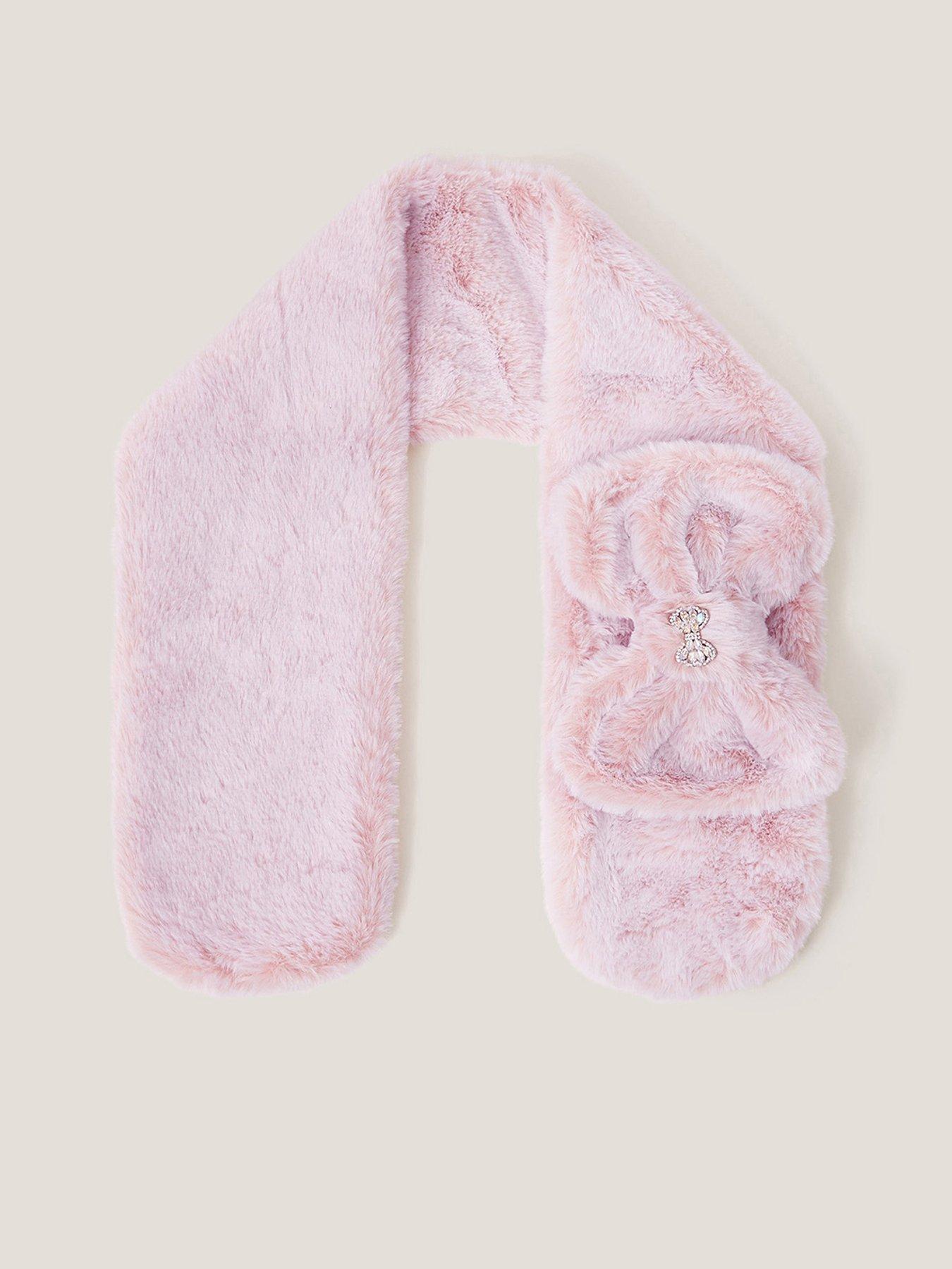 Monsoon Girls Fluffy Bow Scarf - Pink