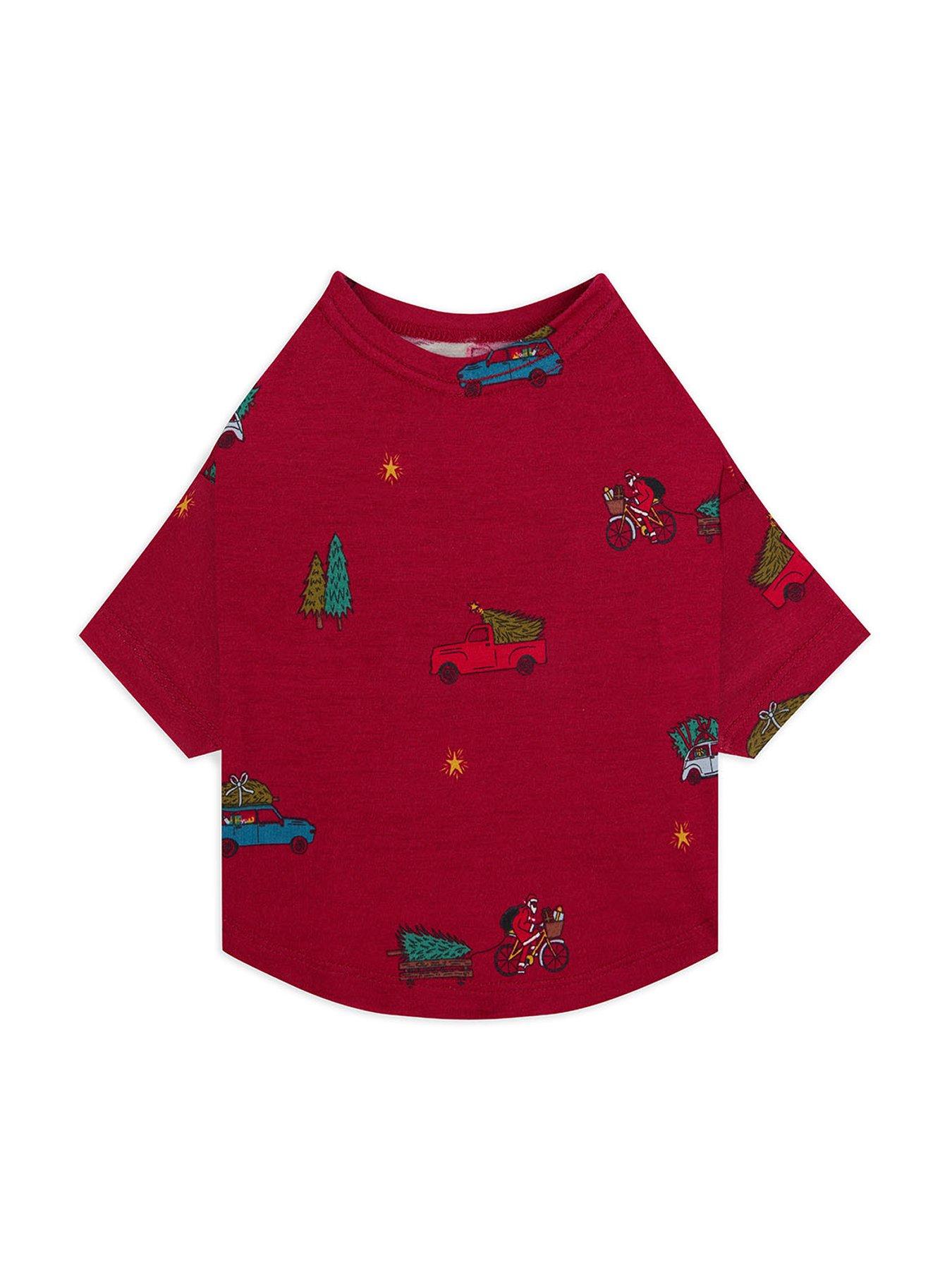 Image 1 of 3 of CHELSEA PEERS Ditsy Santa Bike Pet Pyjama T-Shirt - Red
