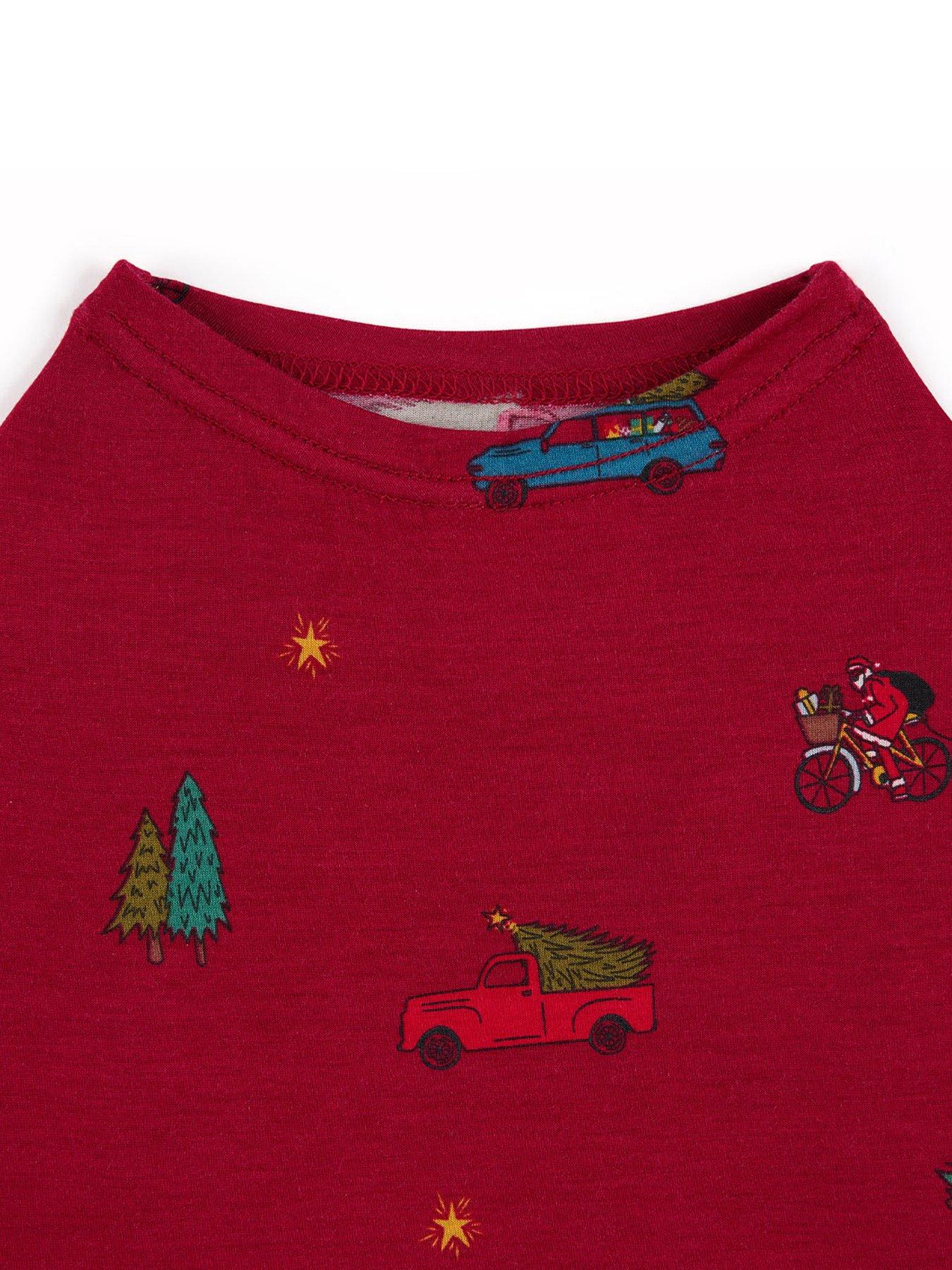 Image 3 of 3 of CHELSEA PEERS Ditsy Santa Bike Pet Pyjama T-Shirt - Red