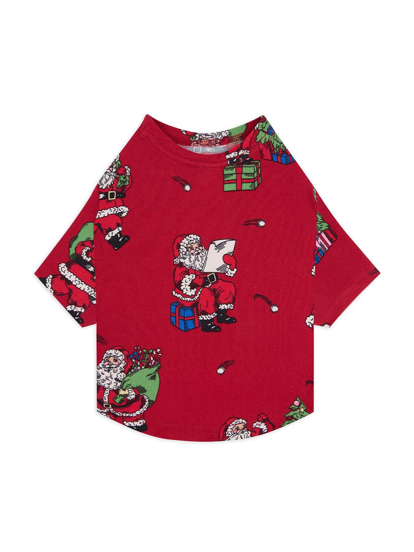 Image 1 of 3 of CHELSEA PEERS Snowball Throwing Santa Pet Pyjama T-Shirt - Red