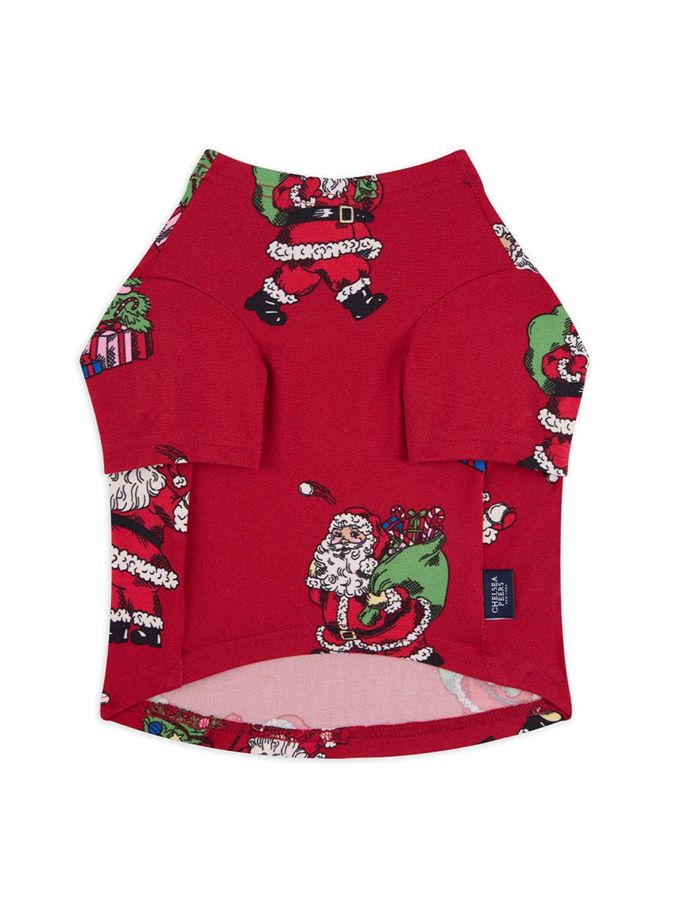 Image 2 of 3 of CHELSEA PEERS Snowball Throwing Santa Pet Pyjama T-Shirt - Red