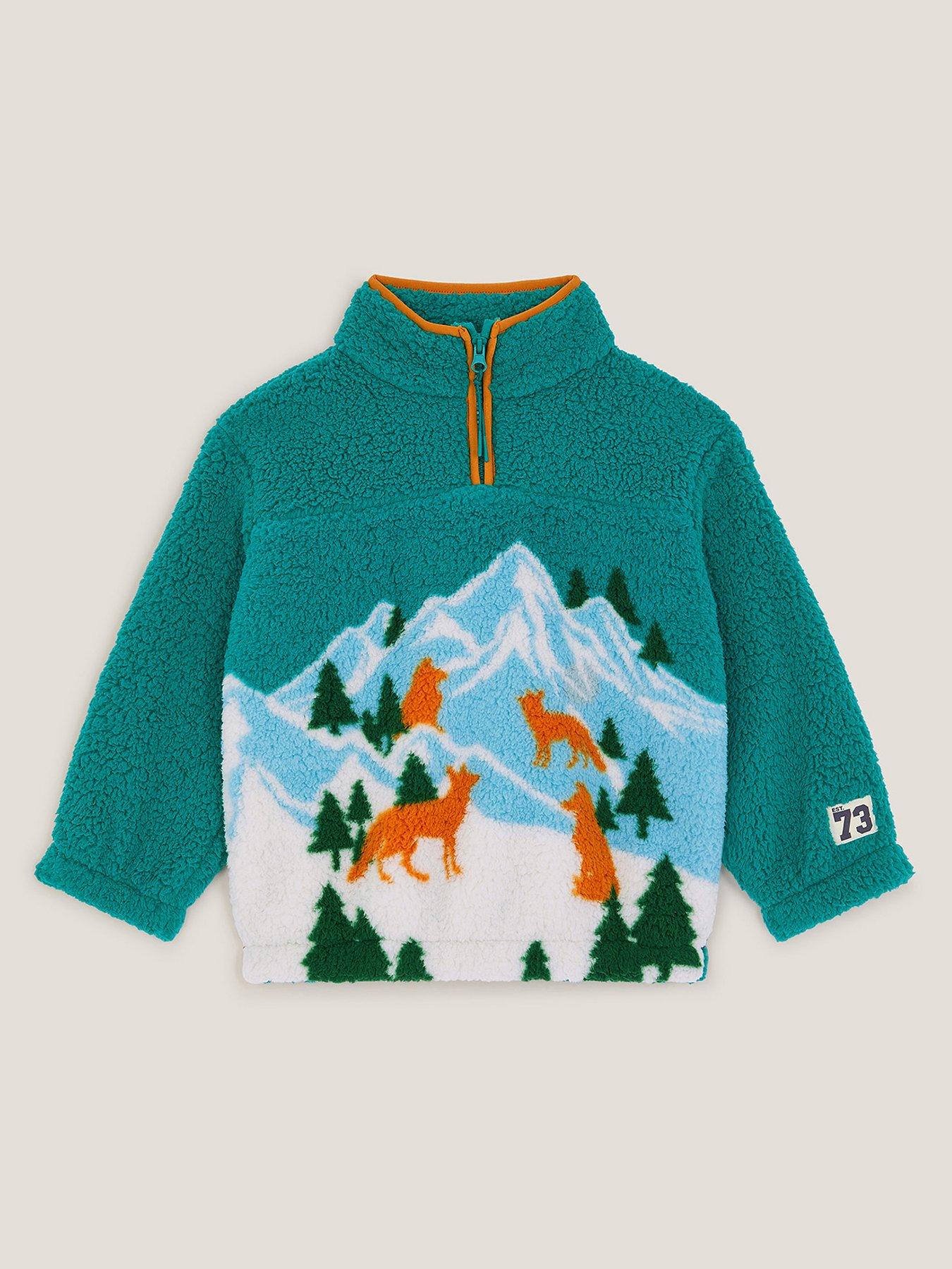 Monsoon Boys Half Zip Fleece Sweat Top - Green