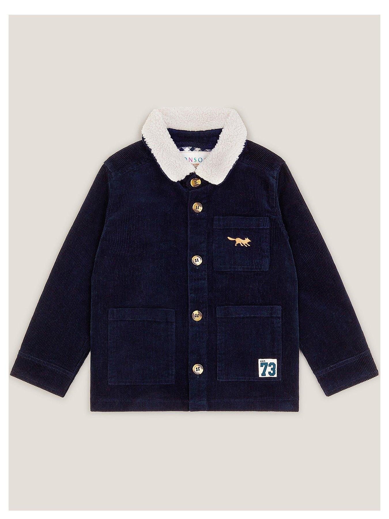 undefined Boys Cord Borg Collar Shirt - Navy