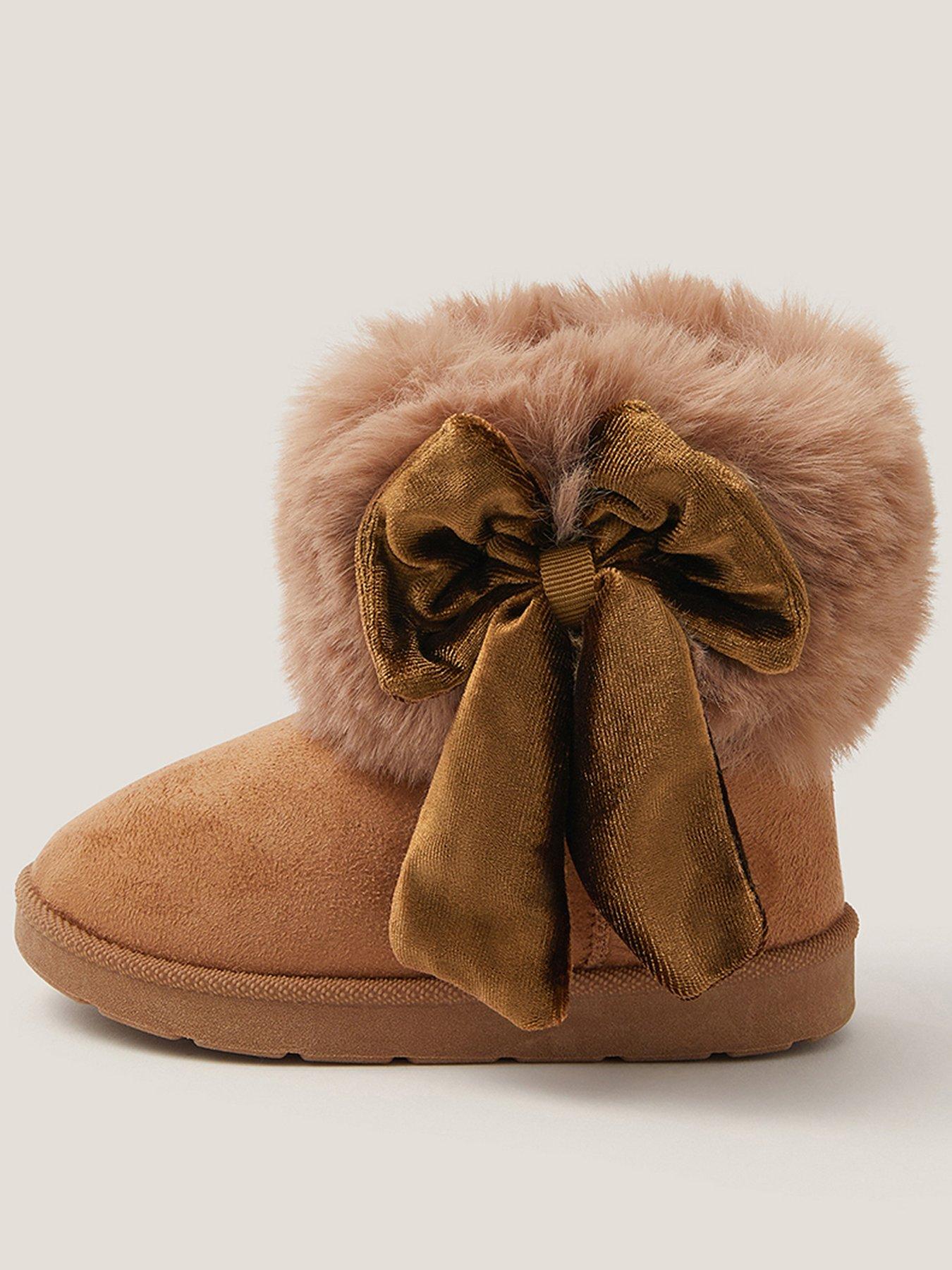 Monsoon Baby Girls Faux Fur Boots Brown Very