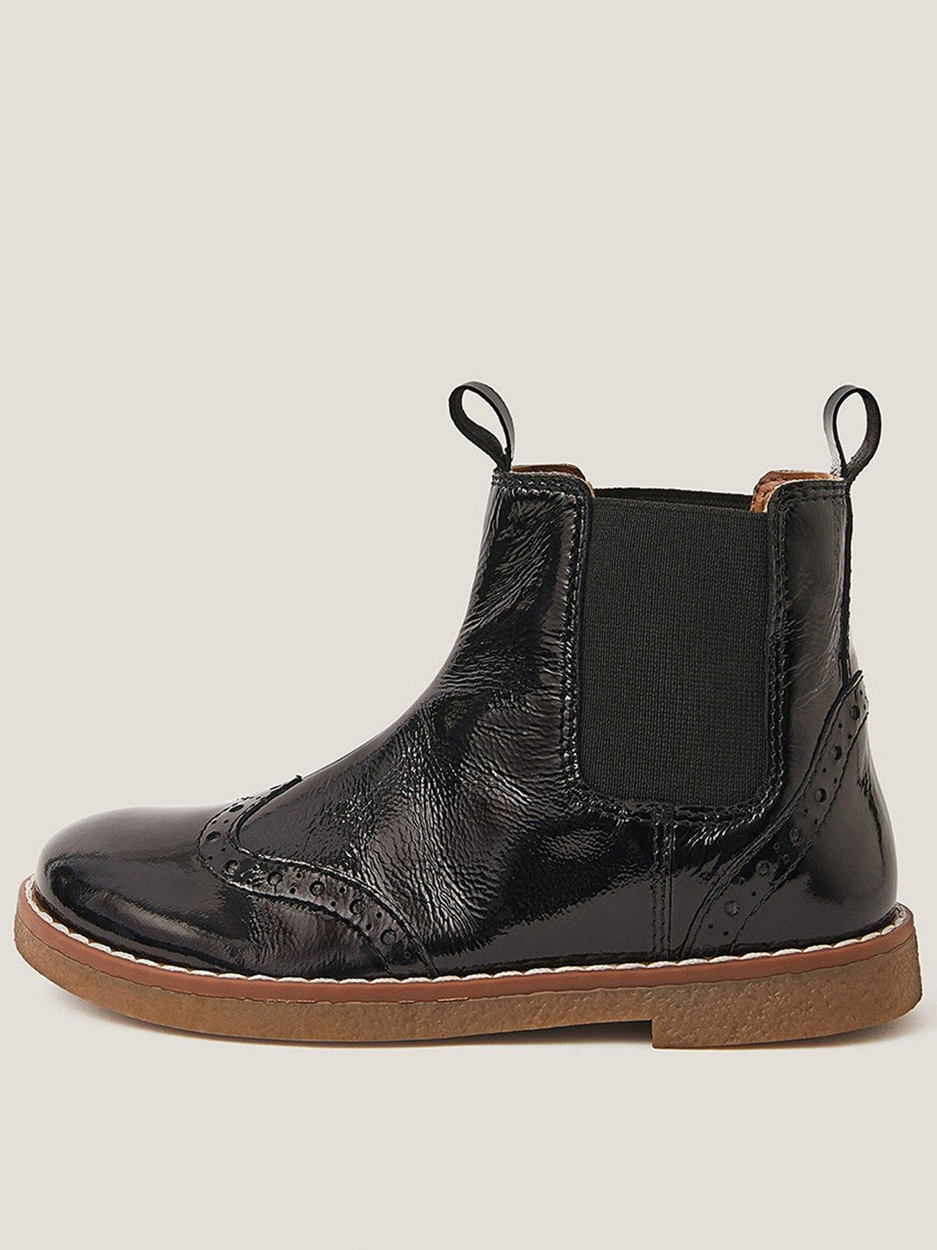 Monsoon Girls Leather Patent Boots - Black