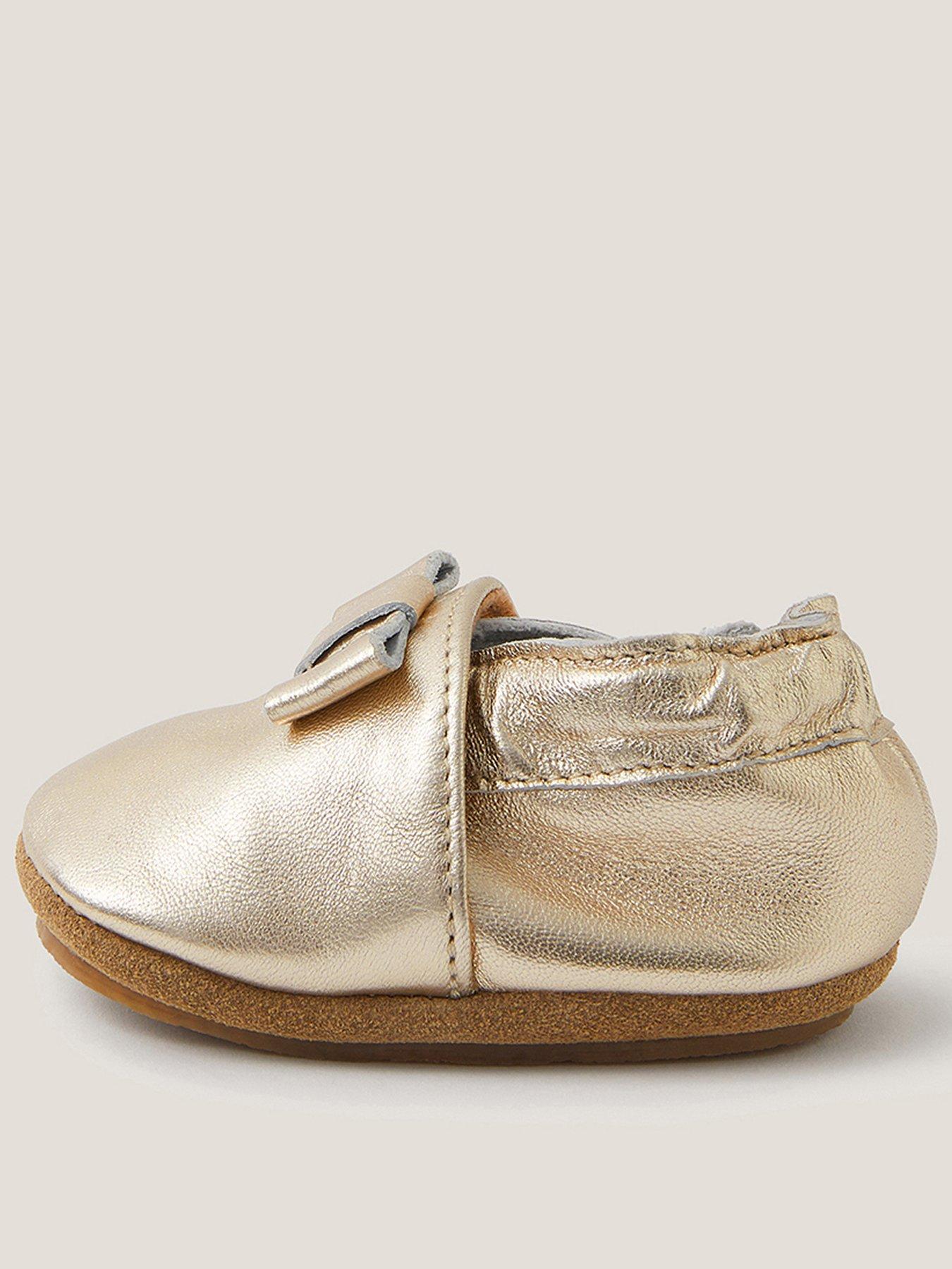 Monsoon Baby Girls Bow Leather Bootie - Gold